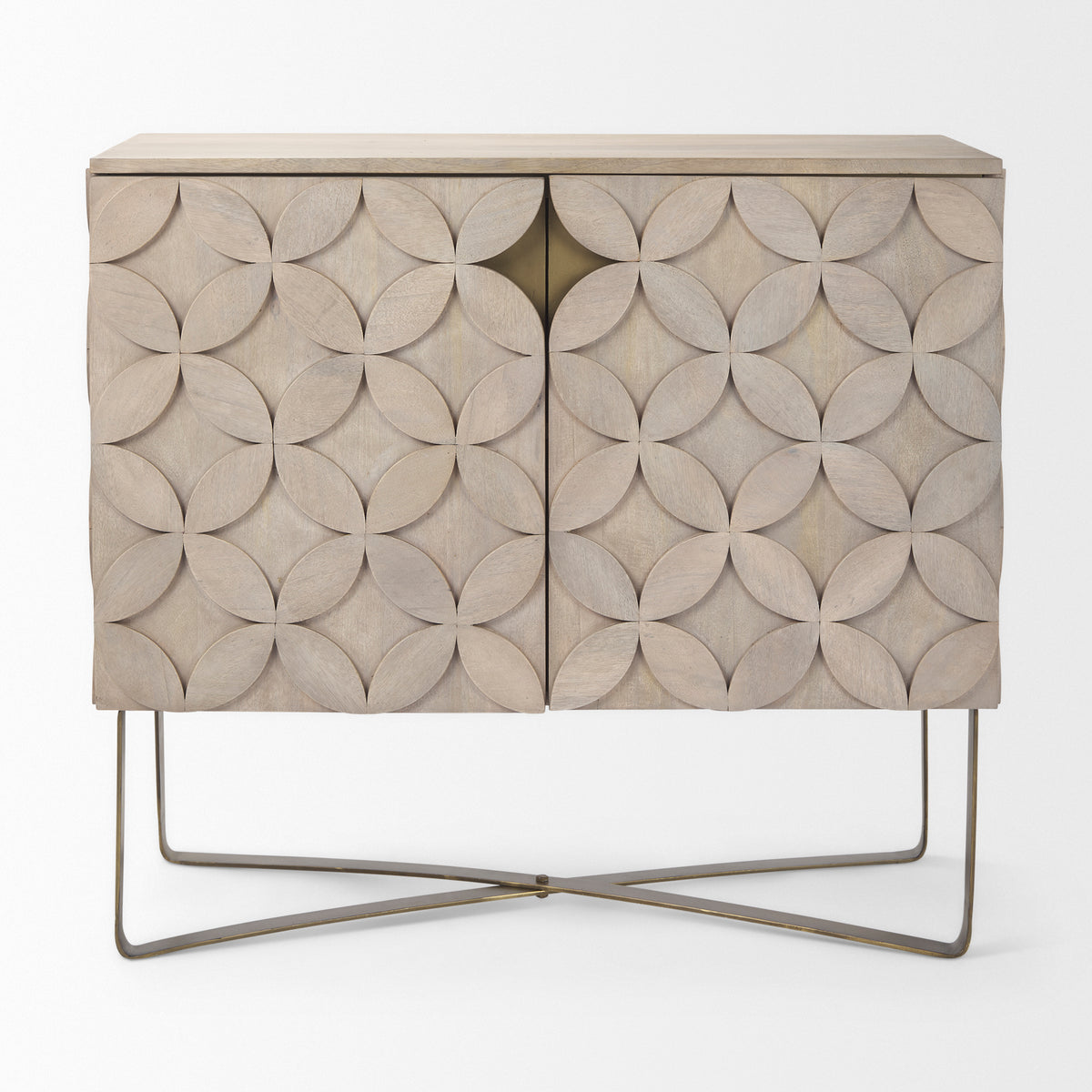 Excelsior Accent Cabinet - Light Brown Wood Gold Iron Base-Accent Cabinets & Chests-DECOROLALA
