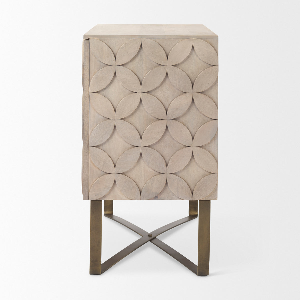 Excelsior Accent Cabinet - Light Brown Wood Gold Iron Base-Accent Cabinets & Chests-DECOROLALA
