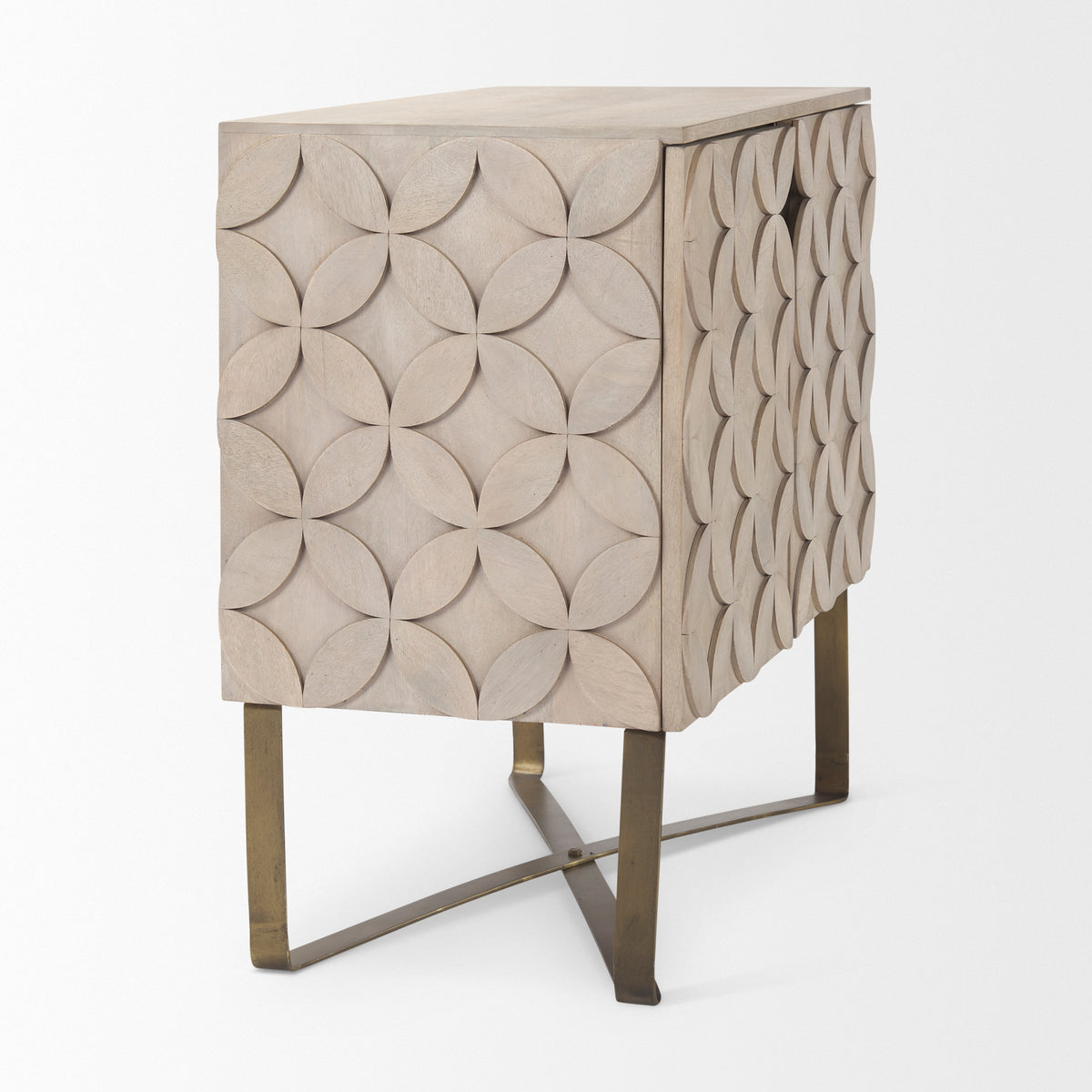 Excelsior Accent Cabinet - Light Brown Wood Gold Iron Base-Accent Cabinets & Chests-DECOROLALA