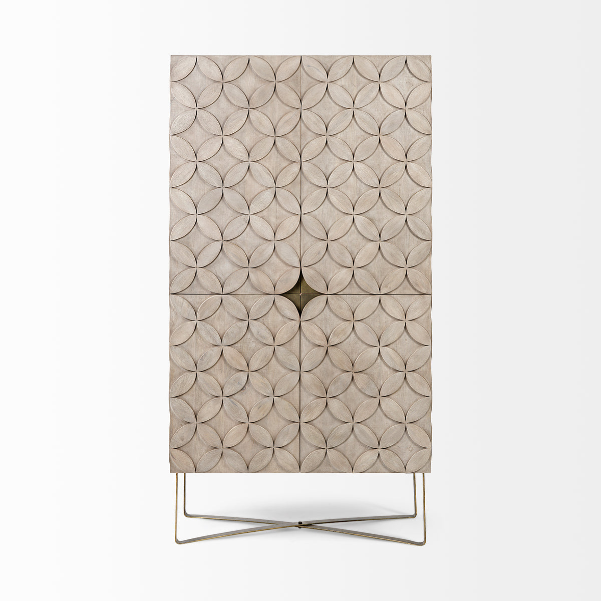 Excelsior II 68.1" H Light Brown Wood Gold Iron Base Storage Cabinet-Cabinets-DECOROLALA