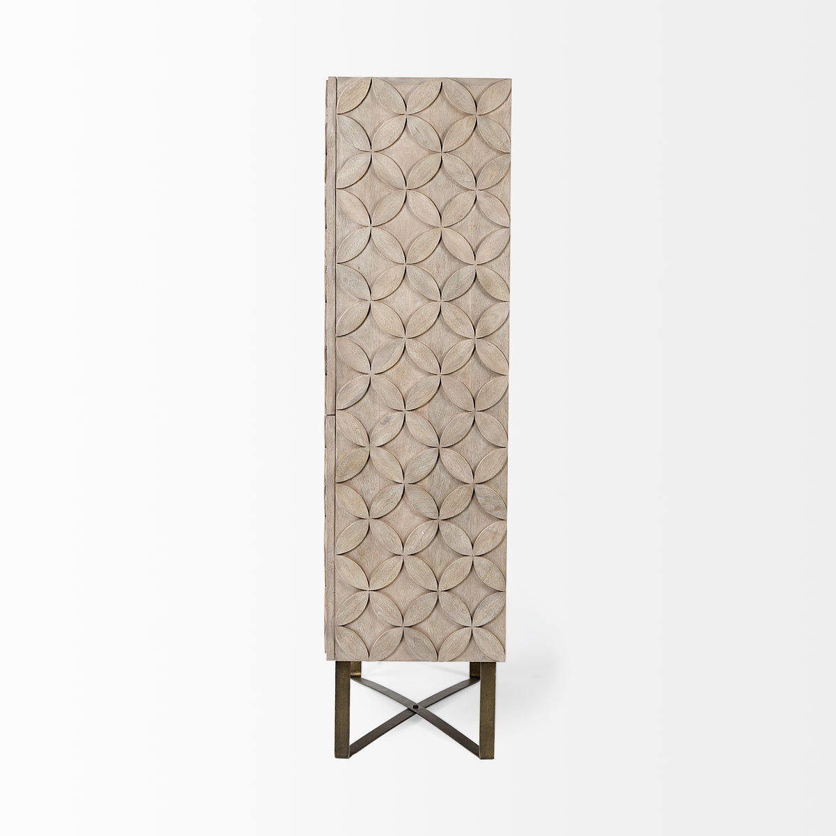 Excelsior II 68.1" H Light Brown Wood Gold Iron Base Storage Cabinet-Cabinets-DECOROLALA