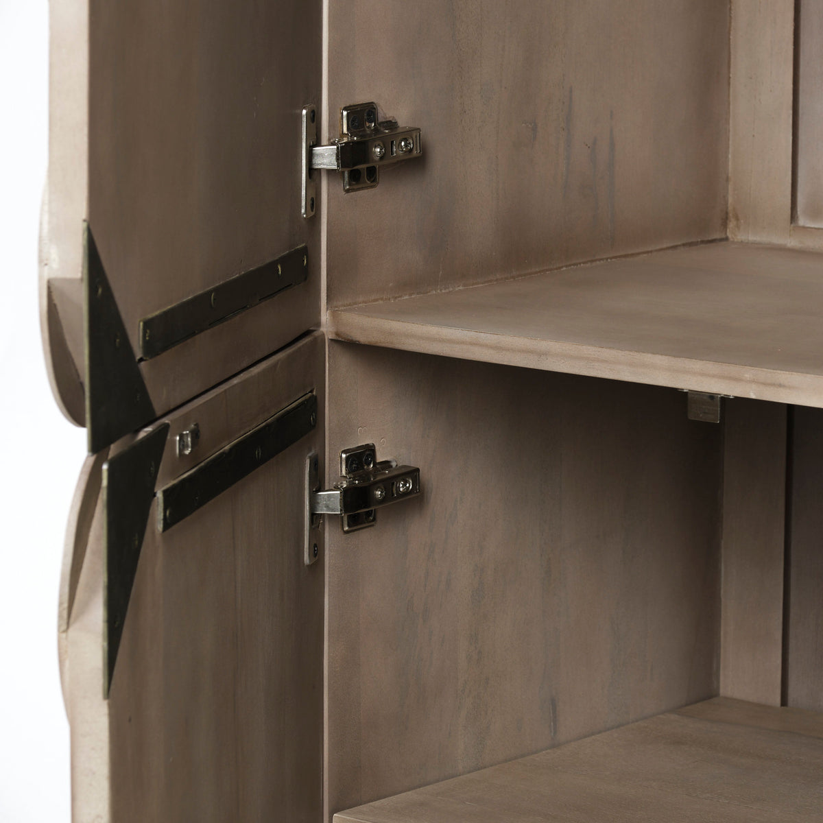 Excelsior II 68.1" H Light Brown Wood Gold Iron Base Storage Cabinet-Cabinets-DECOROLALA