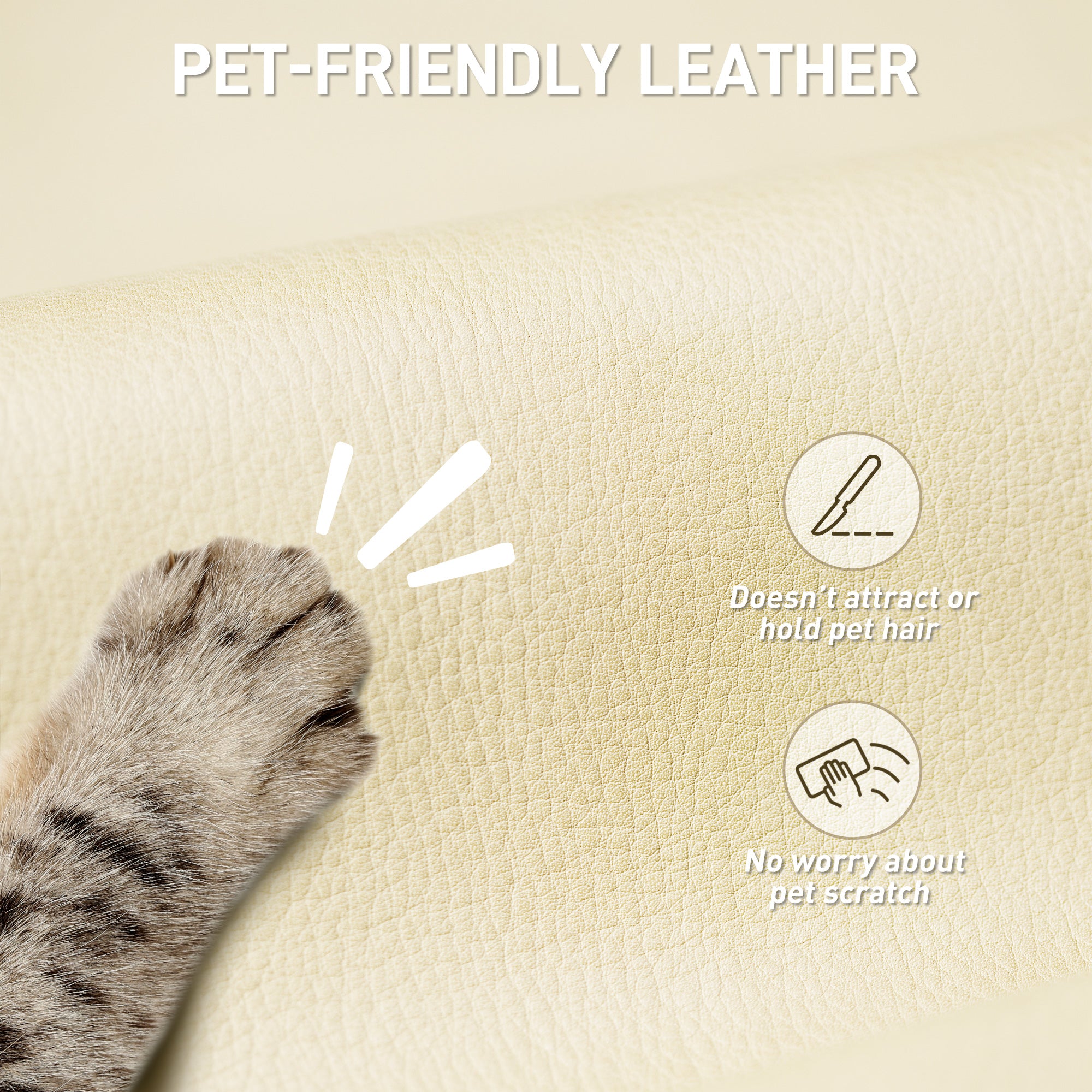 Executive Office Chair - Beige Pet-Friendly Leather Recliner-DECOROLALA