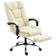 Executive Office Chair - Beige Pet-Friendly Leather Recliner-DECOROLALA