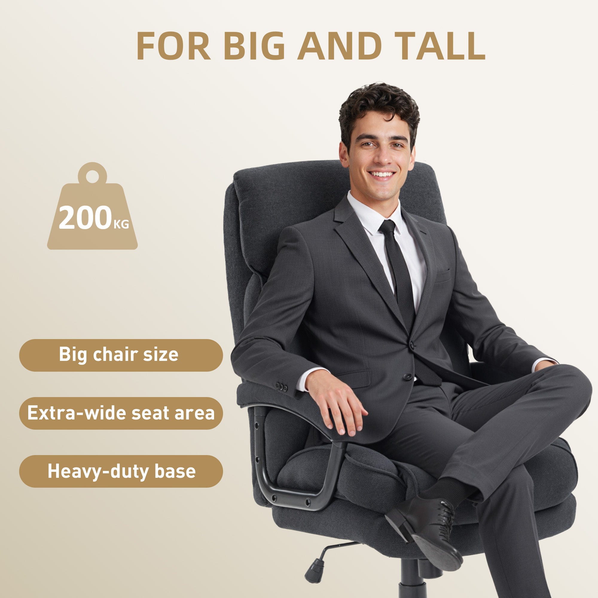 Executive Office Chair - Big and Tall 440 lbs. Black-DECOROLALA