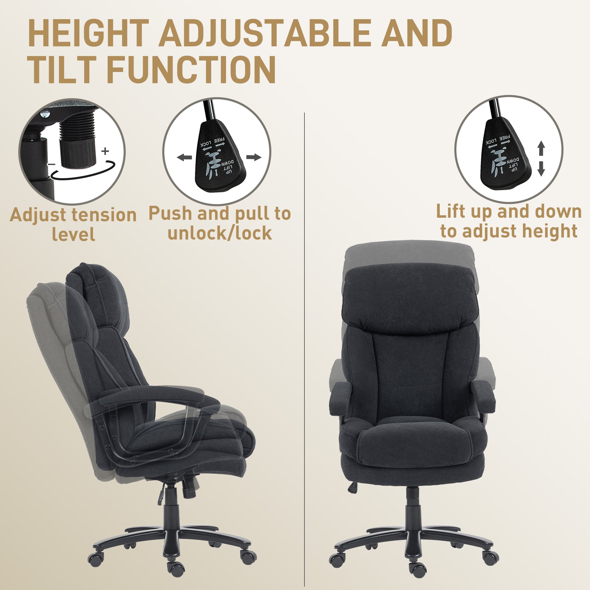Executive Office Chair - Big and Tall 440 lbs. Black-DECOROLALA