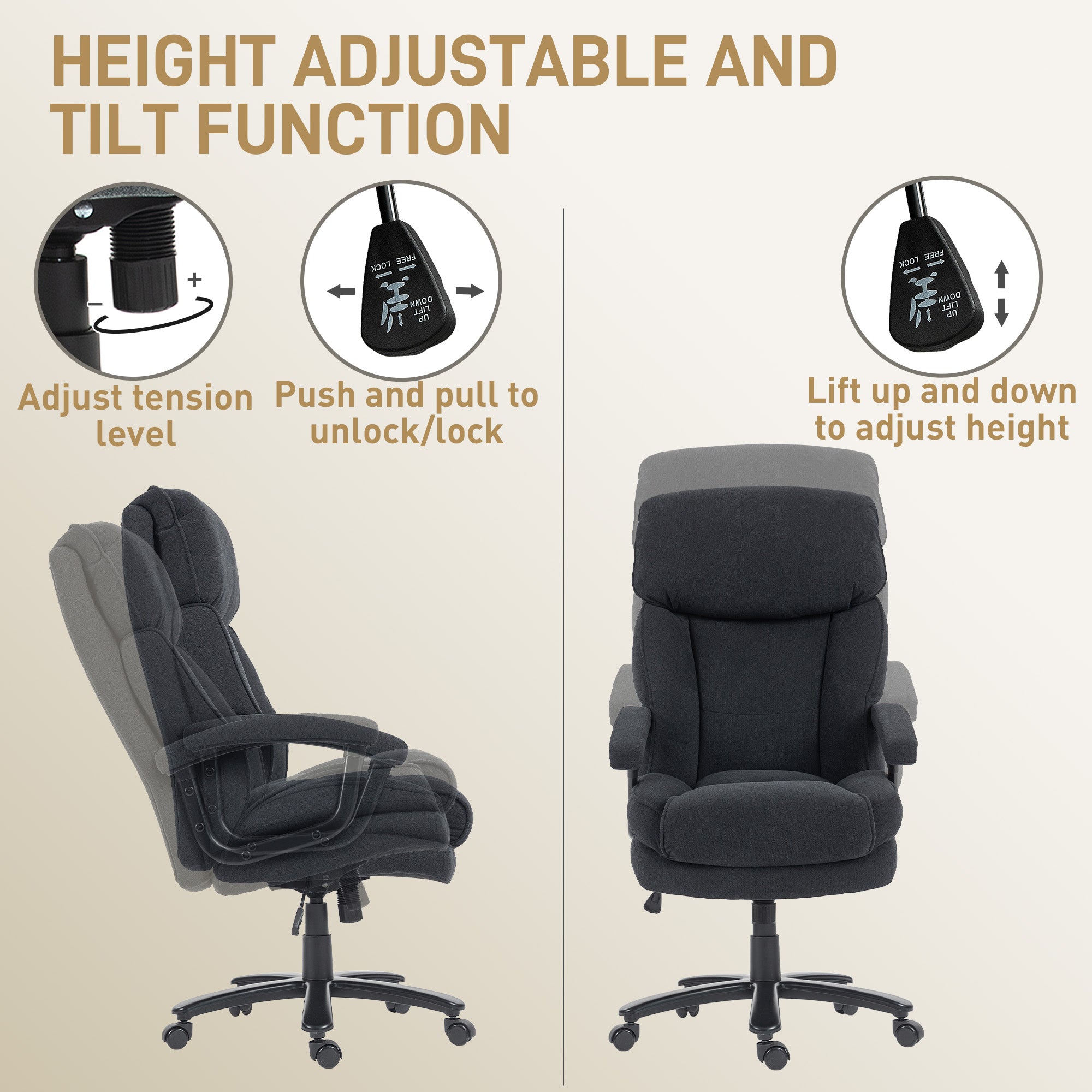 Executive Office Chair - Big and Tall 440 lbs. Black-DECOROLALA