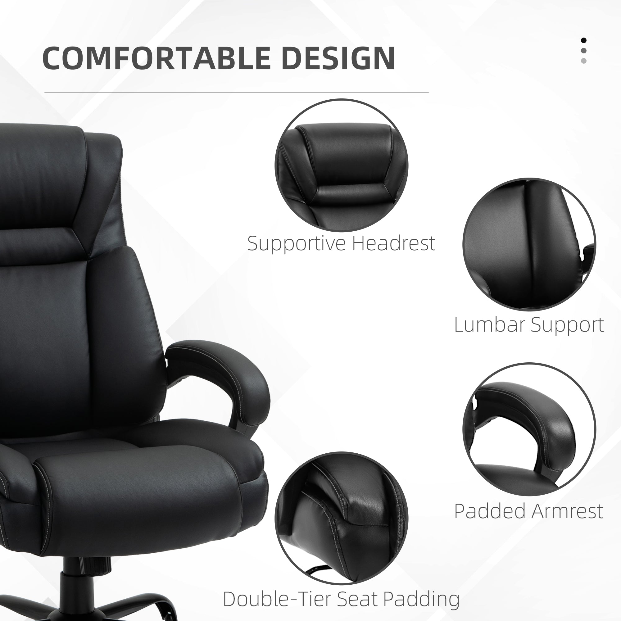 Executive Office Chair - Black PU Leather 400lbs Capacity-Office Products > Office Furniture > Office Chairs > Executive & Manager Chairs-DECOROLALA