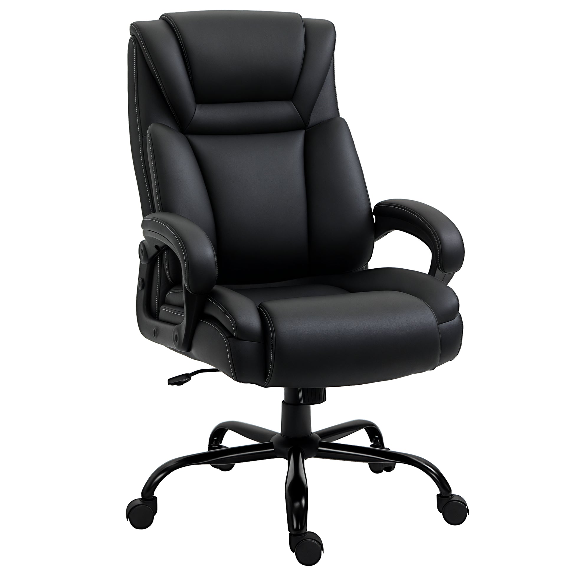Executive Office Chair - Black PU Leather 400lbs Capacity-Office Products > Office Furniture > Office Chairs > Executive & Manager Chairs-DECOROLALA