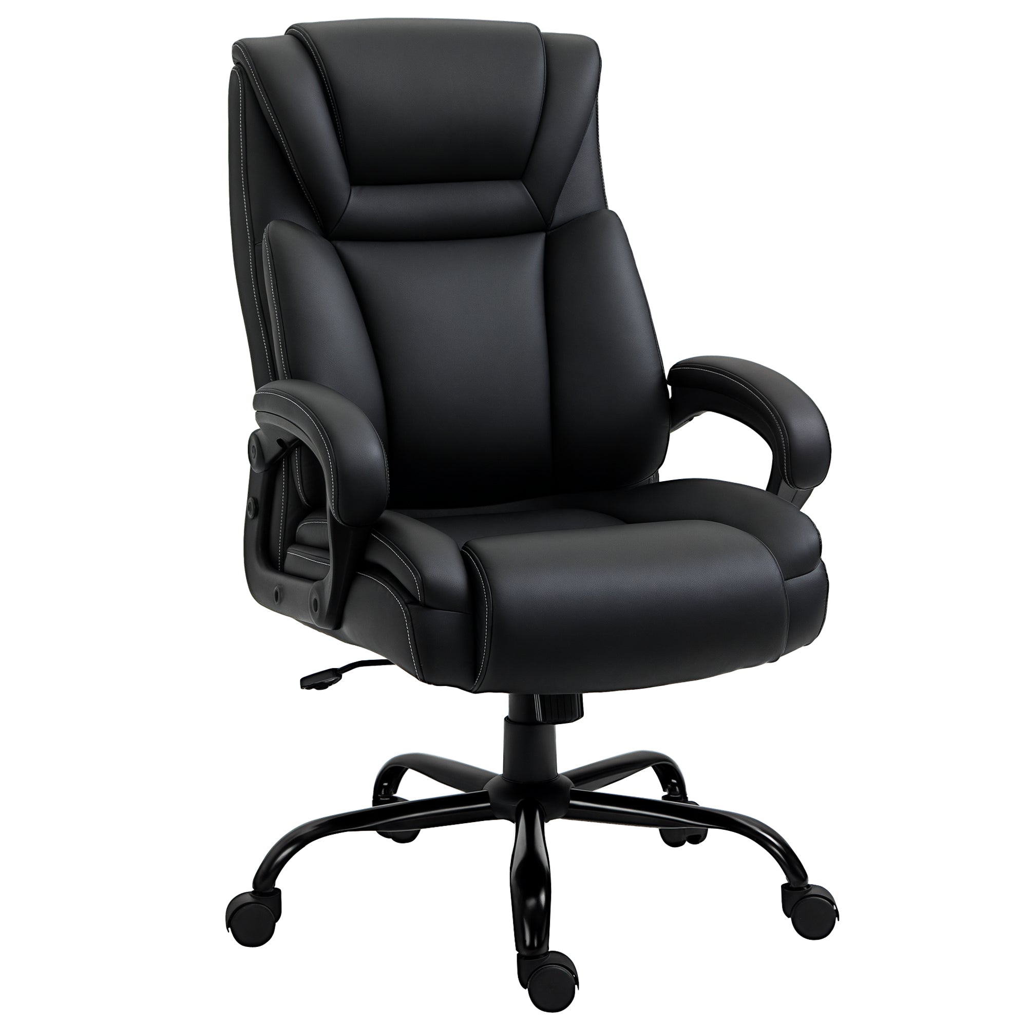 Executive Office Chair - Black PU Leather 400lbs Capacity-Office Products > Office Furniture > Office Chairs > Executive & Manager Chairs-DECOROLALA