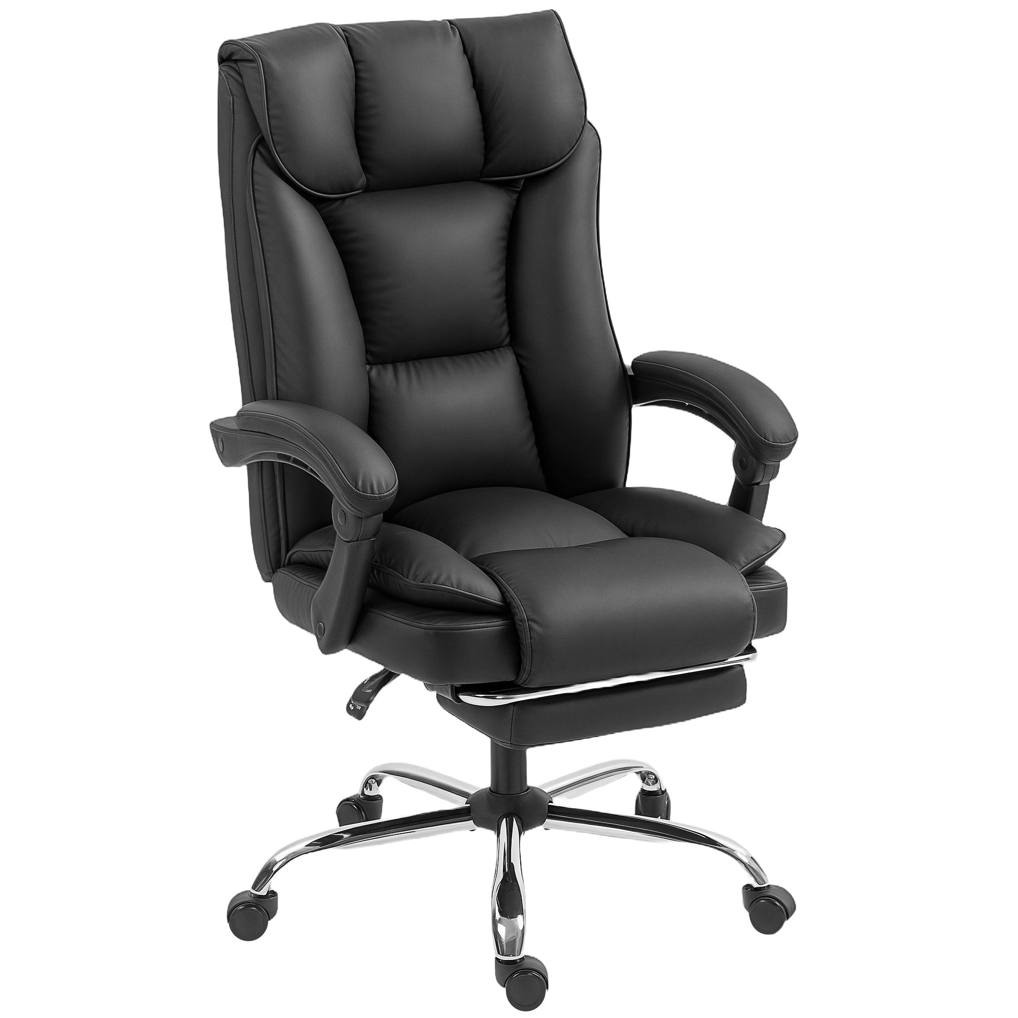 Executive Office Chair - Black Pet-Friendly Leather Recliner-Office Products > Office Furniture > Office Chairs > Executive & Manager Chairs-DECOROLALA