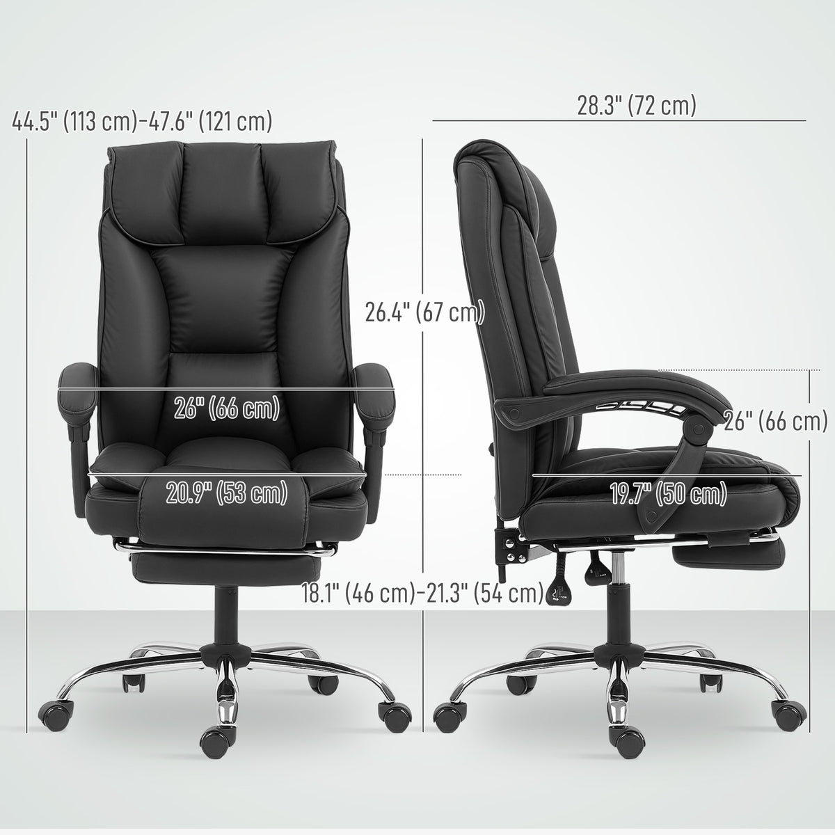 Executive Office Chair - Black Pet-Friendly Leather Recliner-Office Products > Office Furniture > Office Chairs > Executive & Manager Chairs-DECOROLALA
