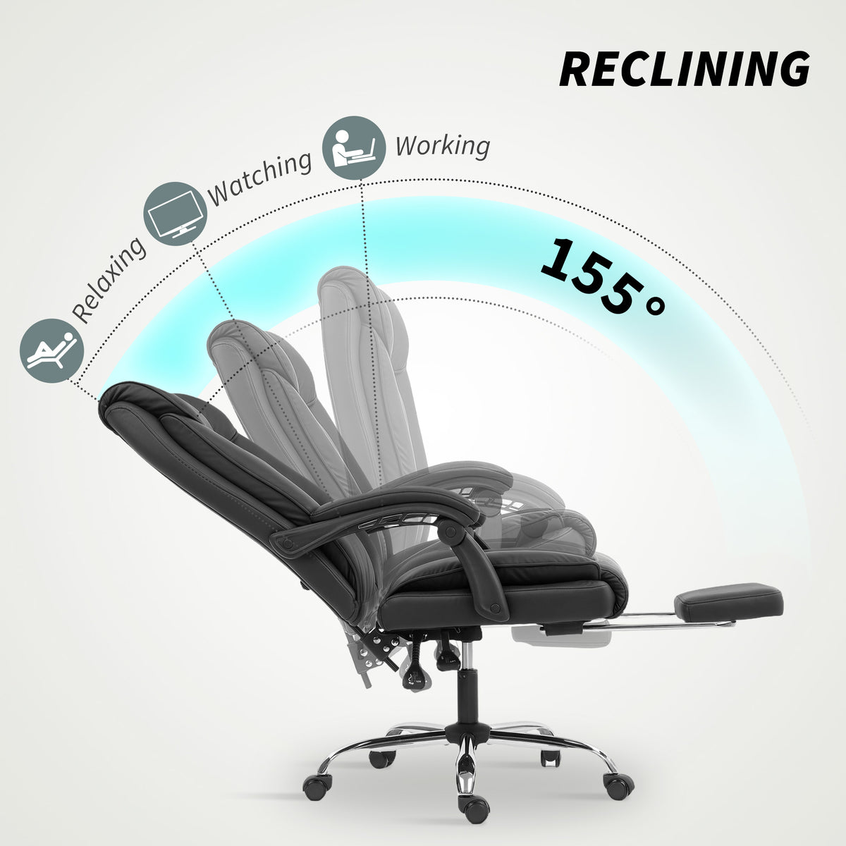 Executive Office Chair - Black Pet-Friendly Leather Recliner-Office Products > Office Furniture > Office Chairs > Executive & Manager Chairs-DECOROLALA