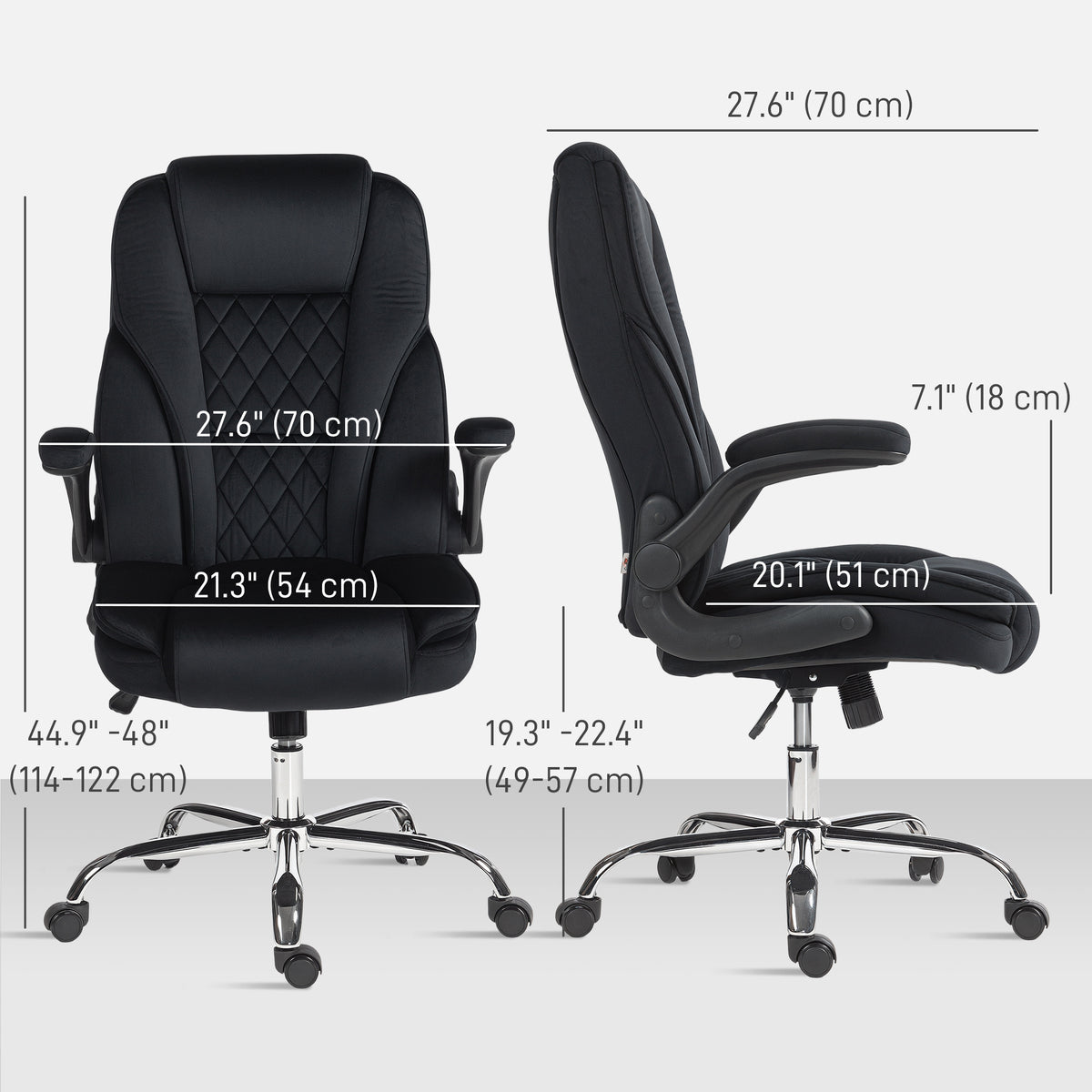Executive Office Chair - Black Velvet with Flip-up Arms-Office Chairs-DECOROLALA