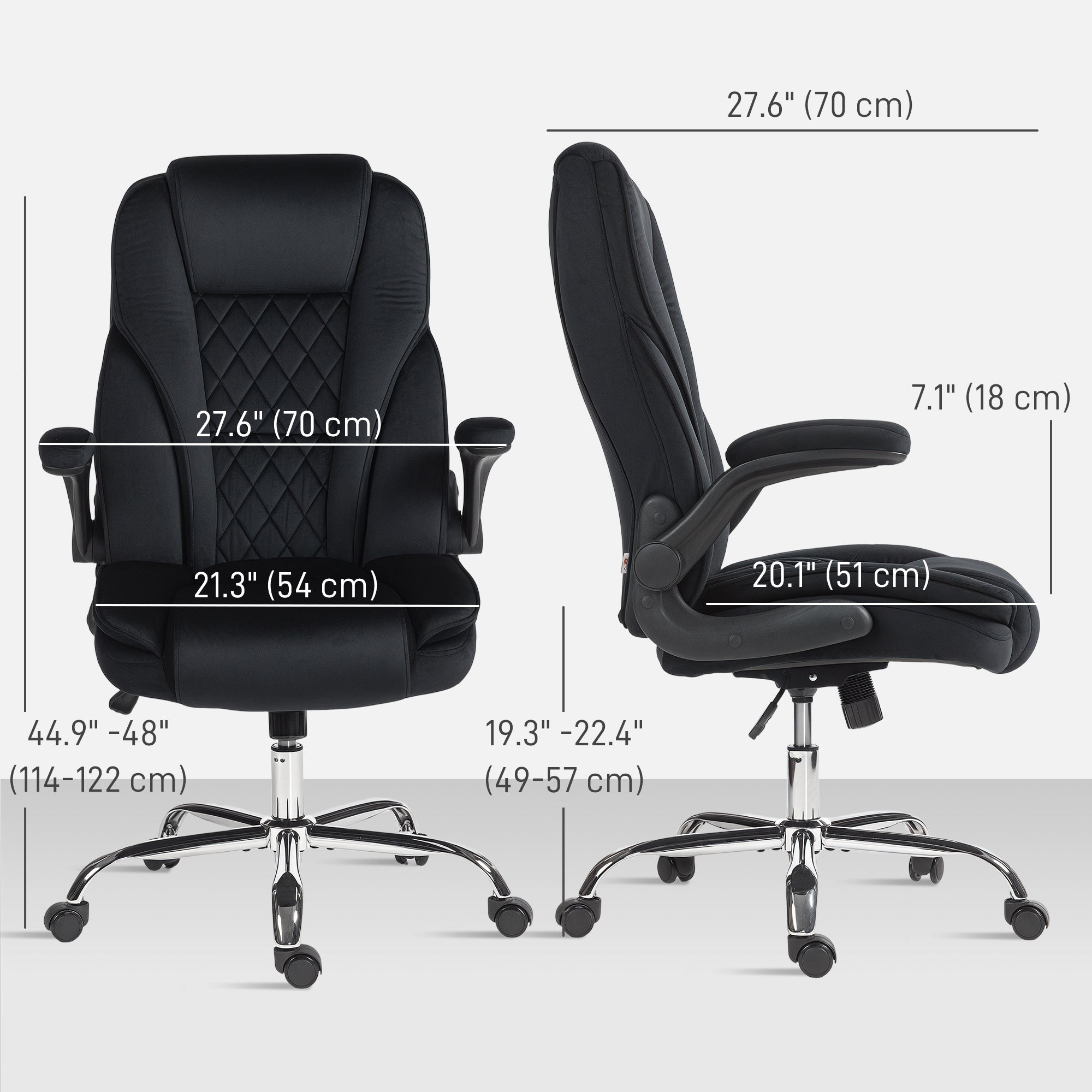 Executive Office Chair - Black Velvet with Flip-up Arms-Office Products > Office Furniture > Office Chairs > Executive & Manager Chairs-DECOROLALA