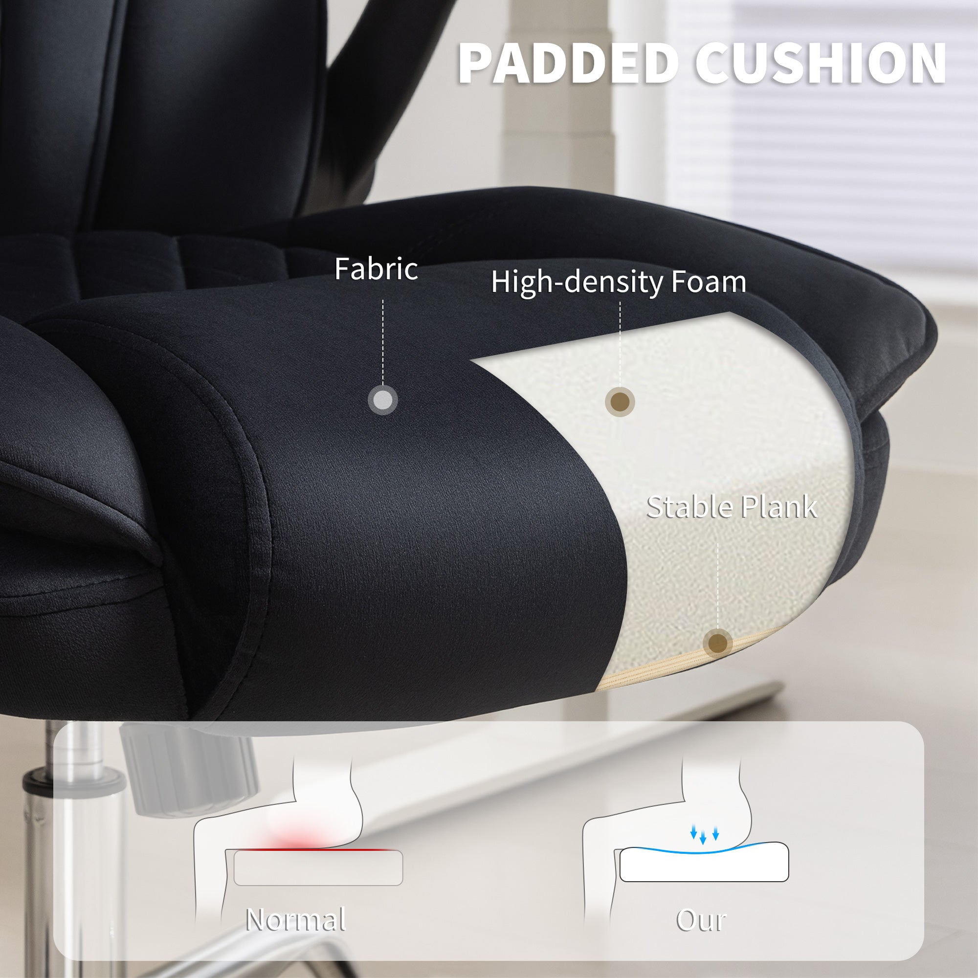 Executive Office Chair - Black Velvet with Flip-up Arms-Office Products > Office Furniture > Office Chairs > Executive & Manager Chairs-DECOROLALA