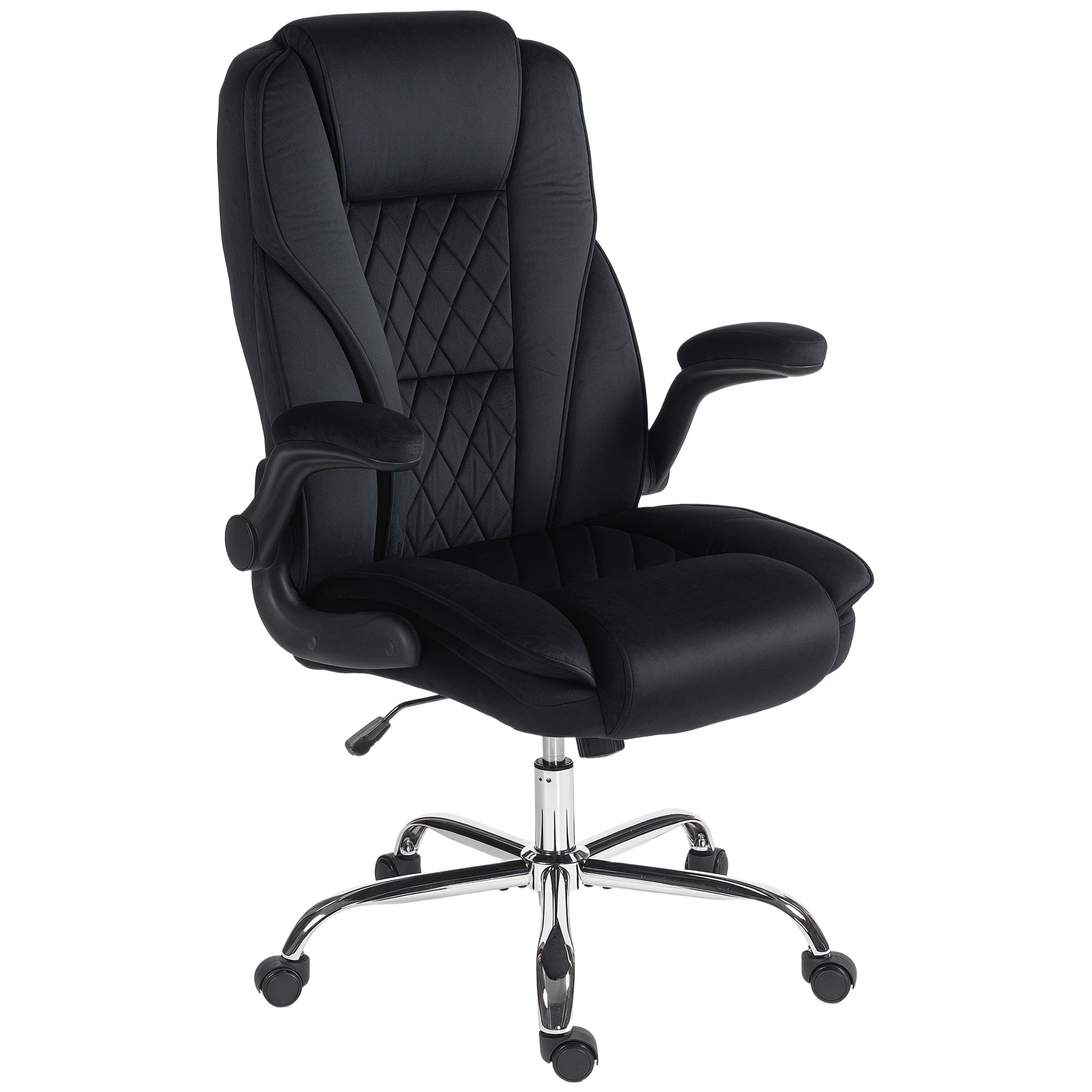 Executive Office Chair - Black Velvet with Flip-up Arms-Office Products > Office Furniture > Office Chairs > Executive & Manager Chairs-DECOROLALA