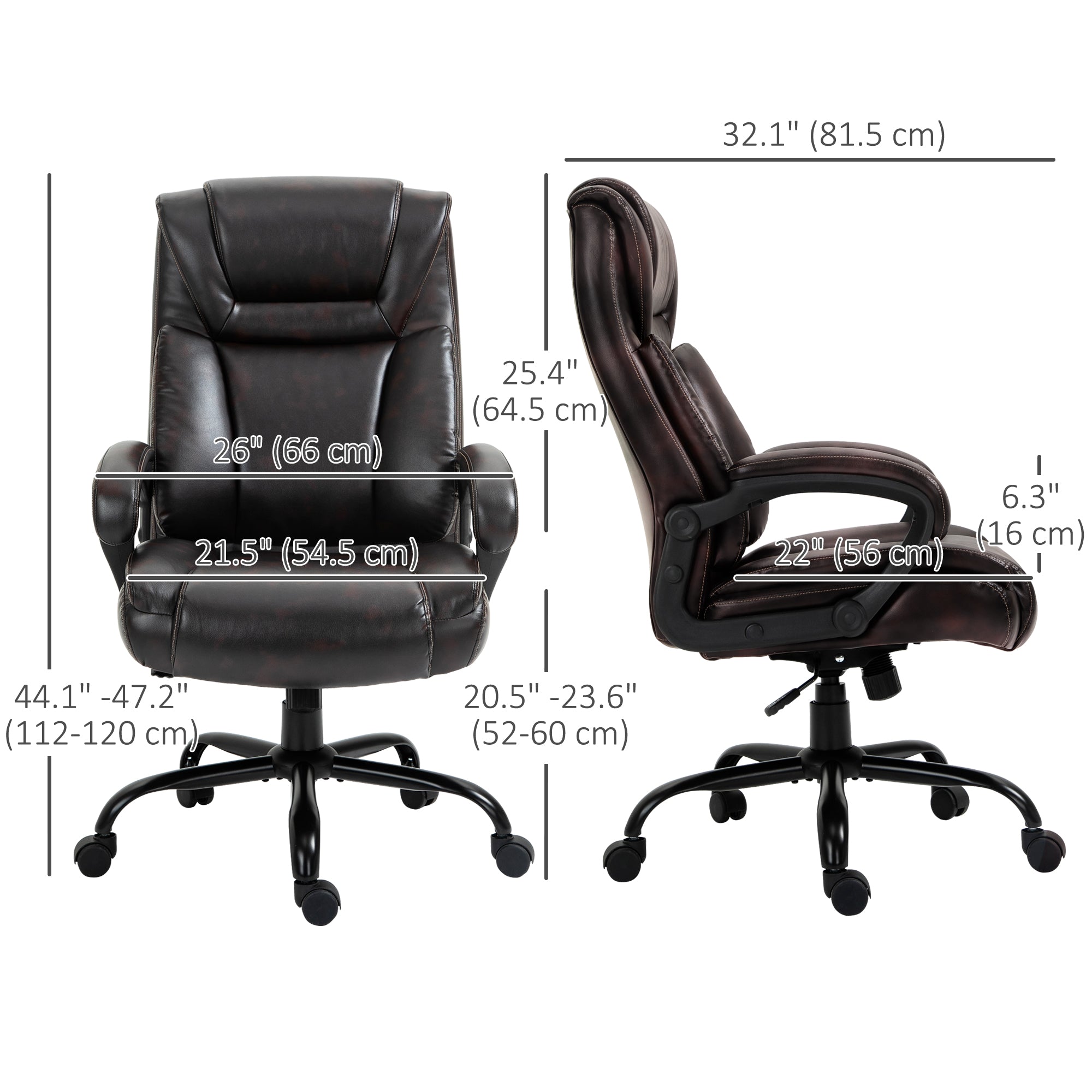 Executive Office Chair - Brown High Back 400LBS-DECOROLALA