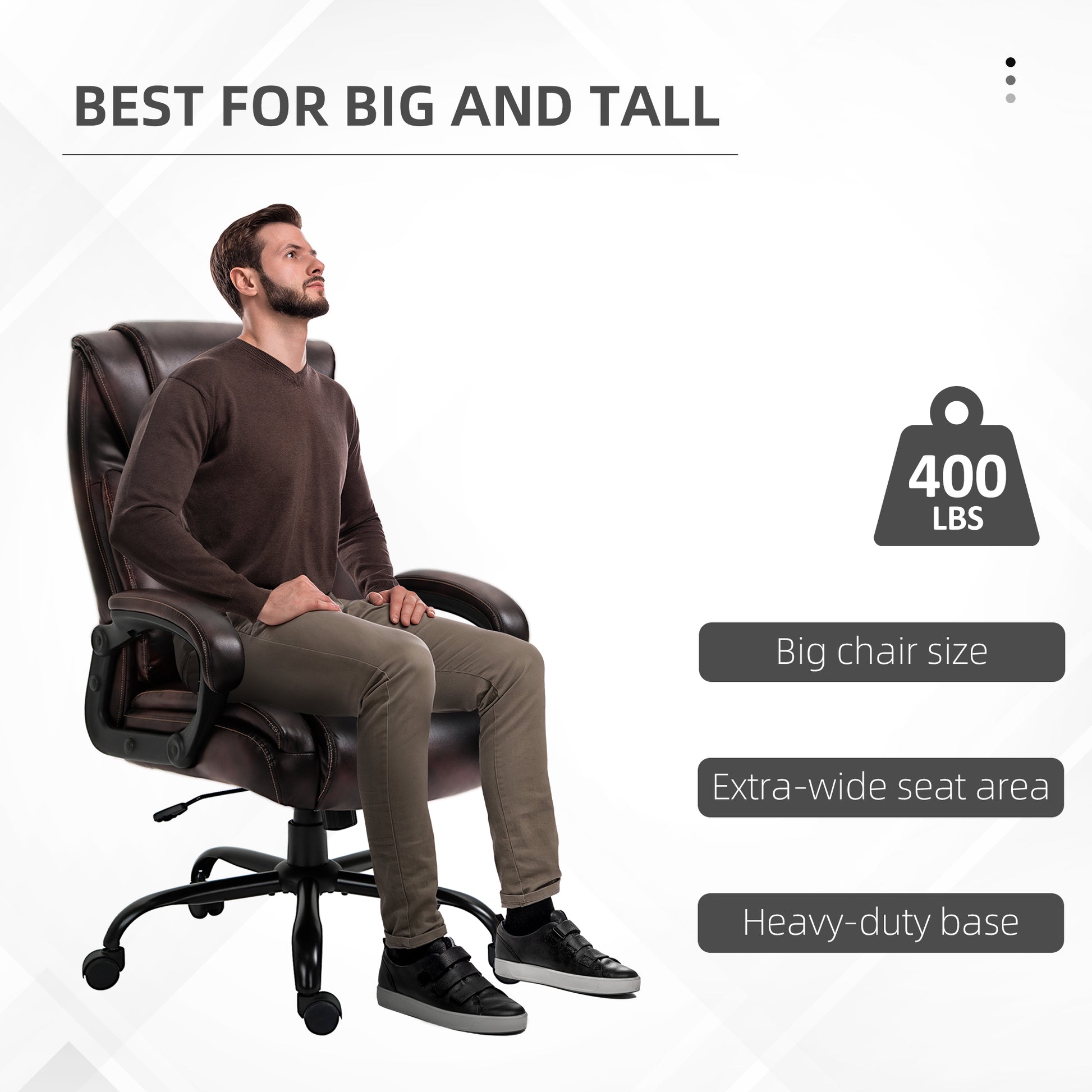 Executive Office Chair - Brown High Back 400LBS-DECOROLALA