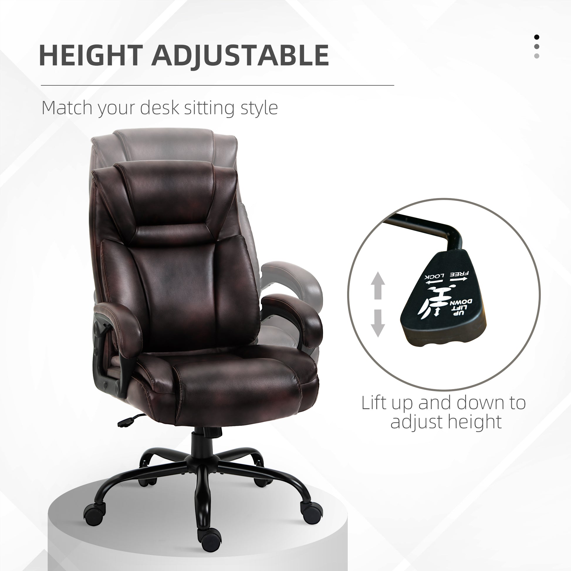 Executive Office Chair - Brown High Back 400LBS-DECOROLALA