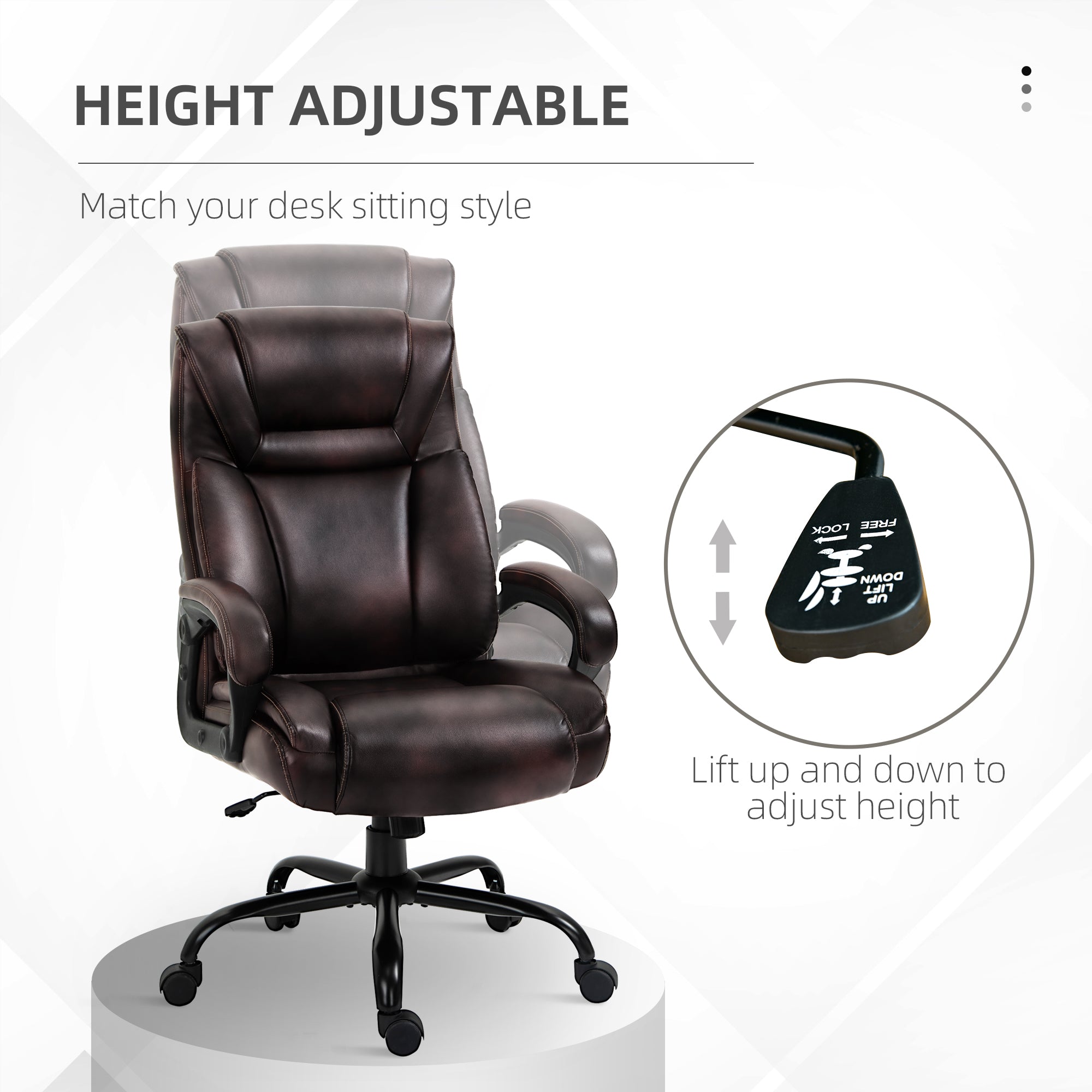 Executive Office Chair - Brown High Back 400LBS-DECOROLALA
