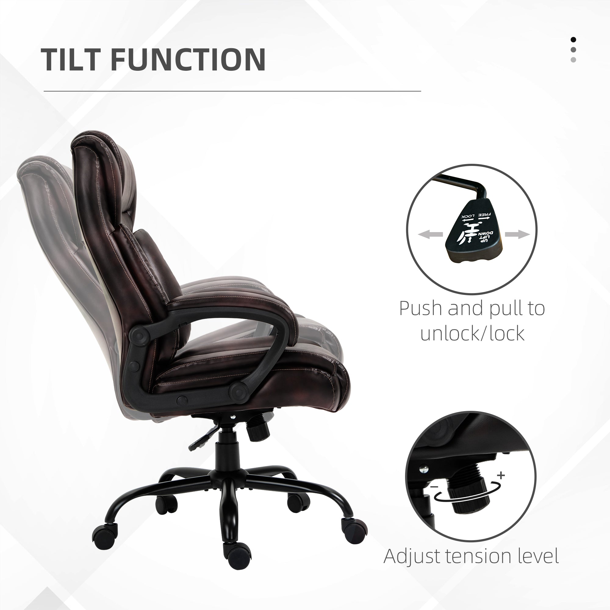 Executive Office Chair - Brown High Back 400LBS-DECOROLALA