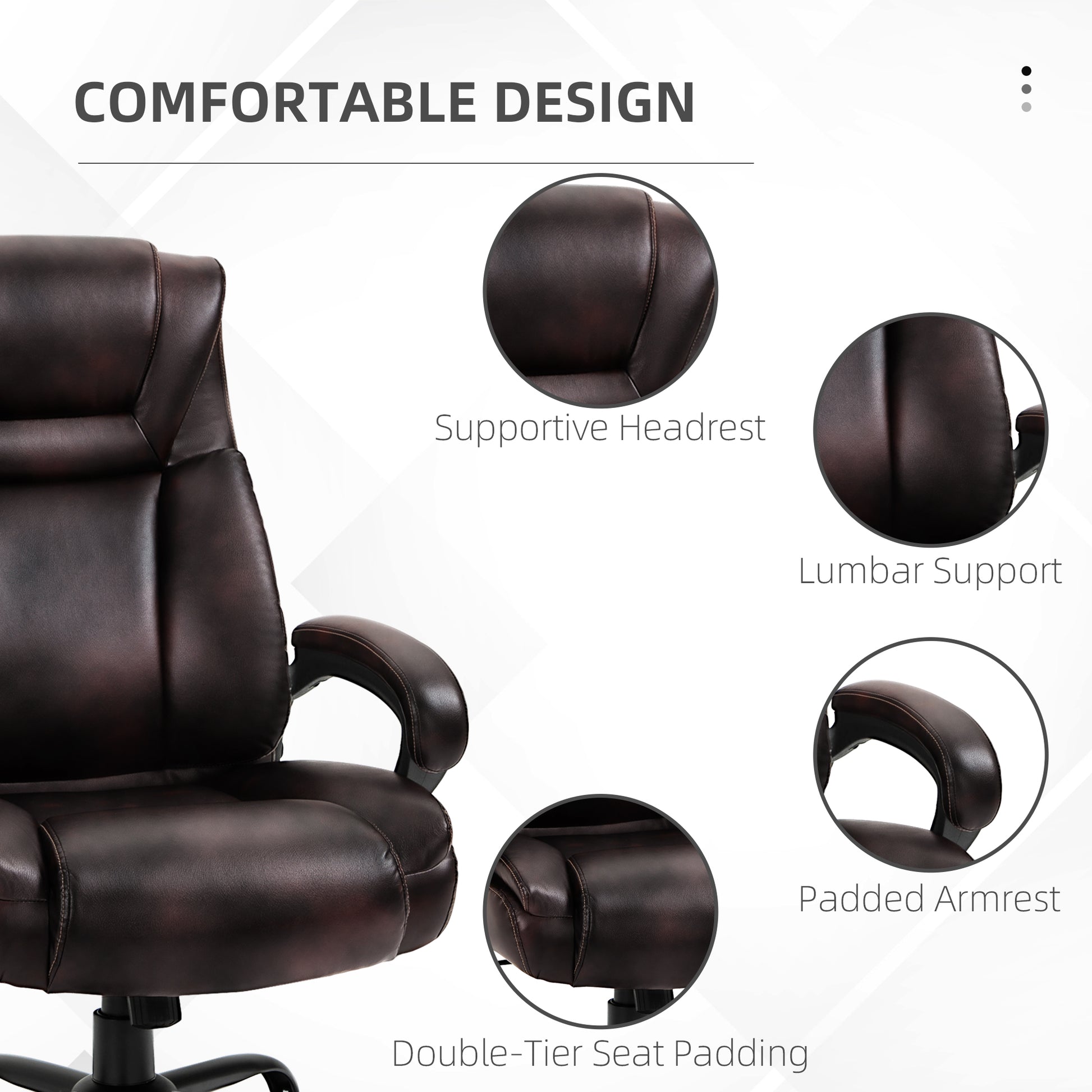Executive Office Chair - Brown High Back 400LBS-DECOROLALA
