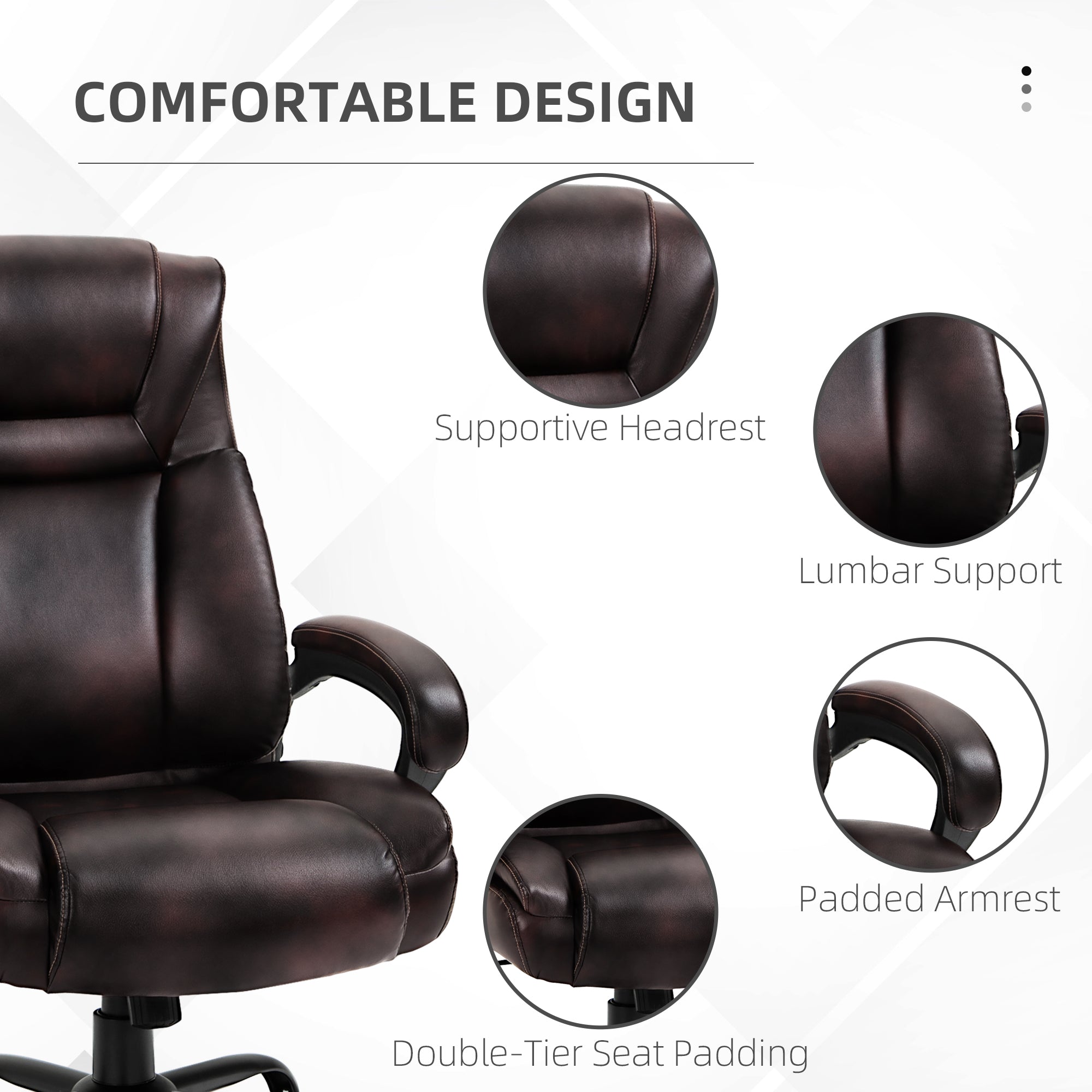 Executive Office Chair - Brown High Back 400LBS-DECOROLALA