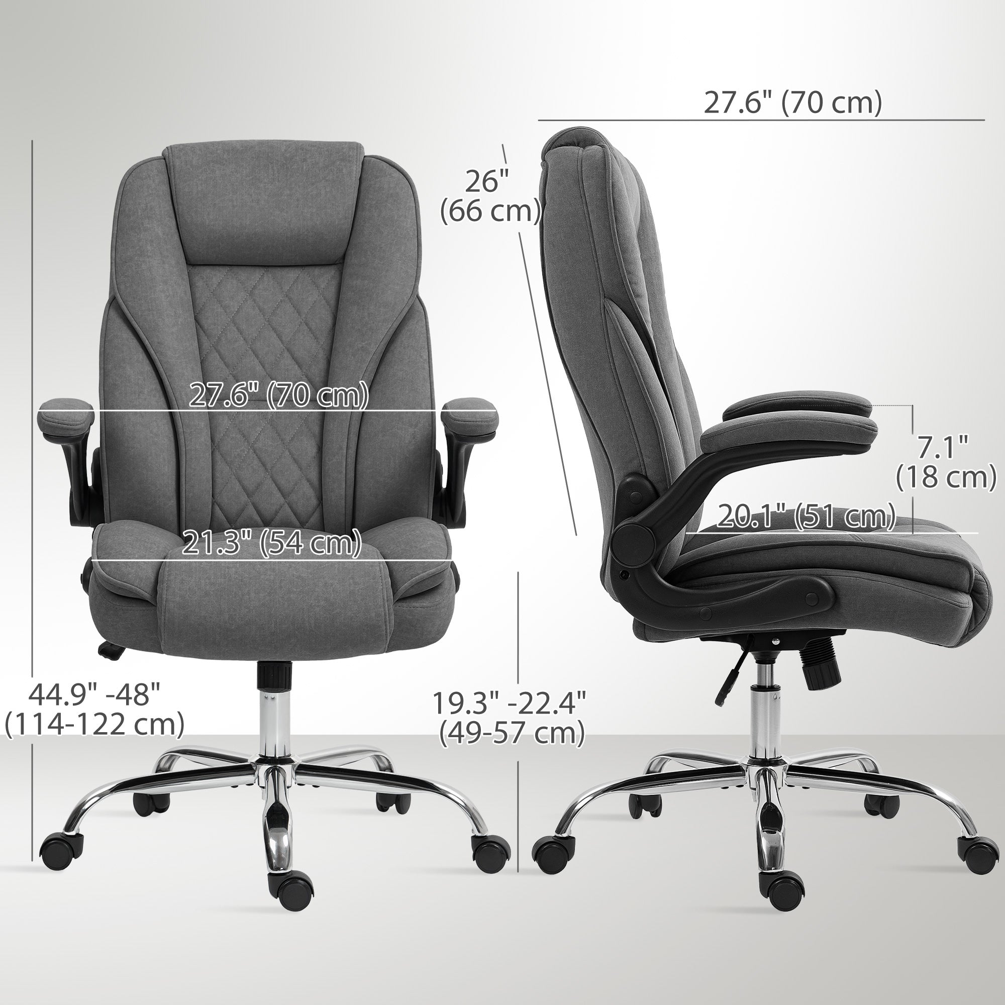 Executive Office Chair - Dark Grey Velvet with Flip-up Arms-Office Products > Office Furniture > Office Chairs > Executive & Manager Chairs-DECOROLALA