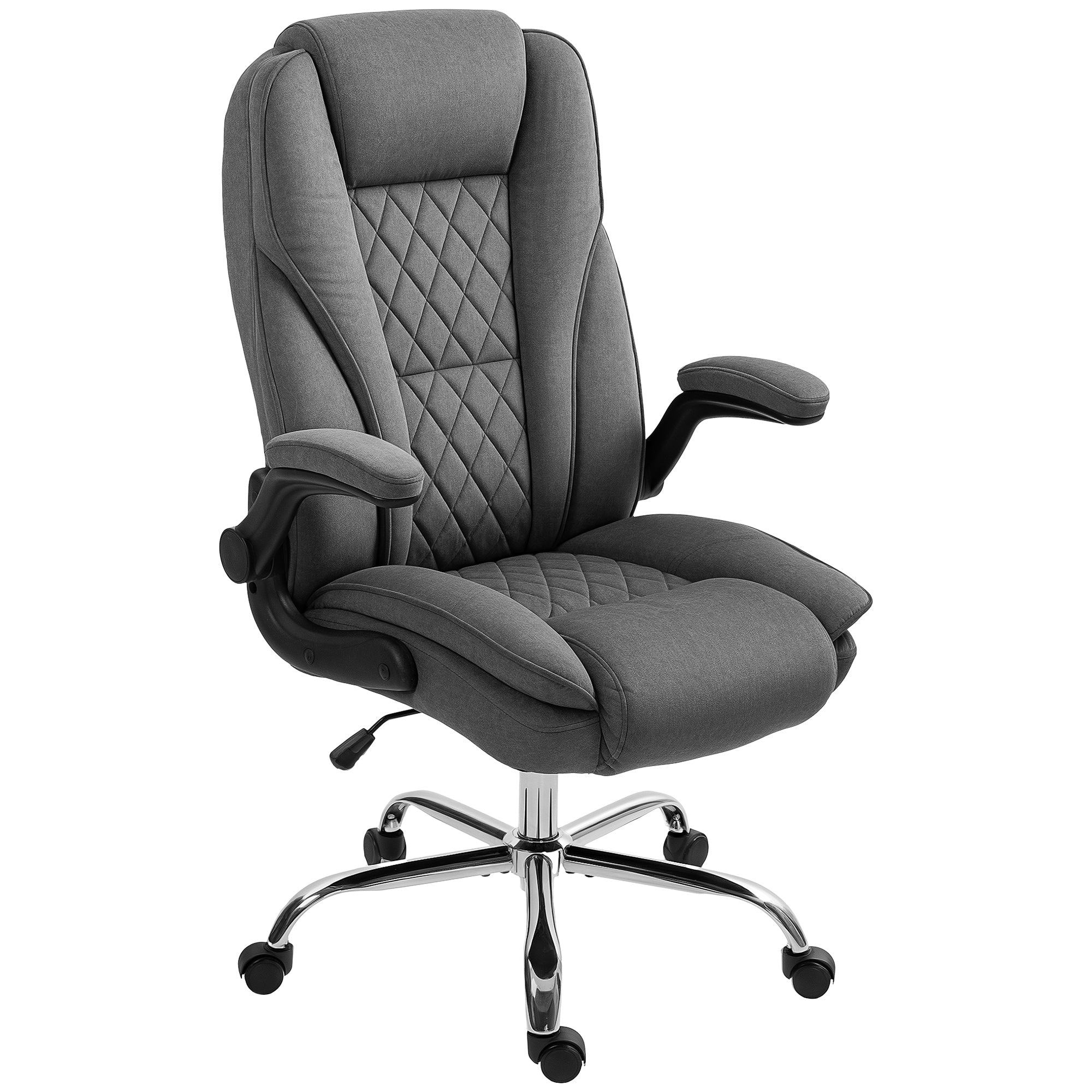 Executive Office Chair - Dark Grey Velvet with Flip-up Arms-Office Products > Office Furniture > Office Chairs > Executive & Manager Chairs-DECOROLALA