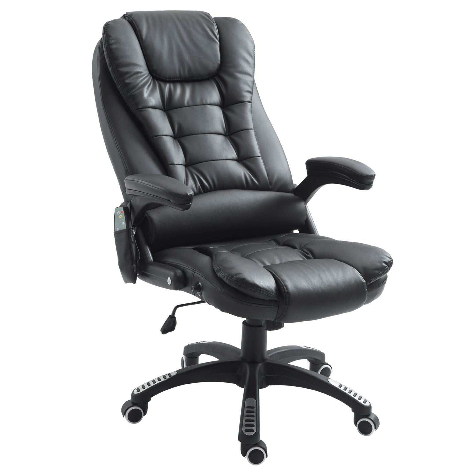 Executive Office Chair - Heated, Massage, Reclining, Swivel, Leather, Black-DECOROLALA