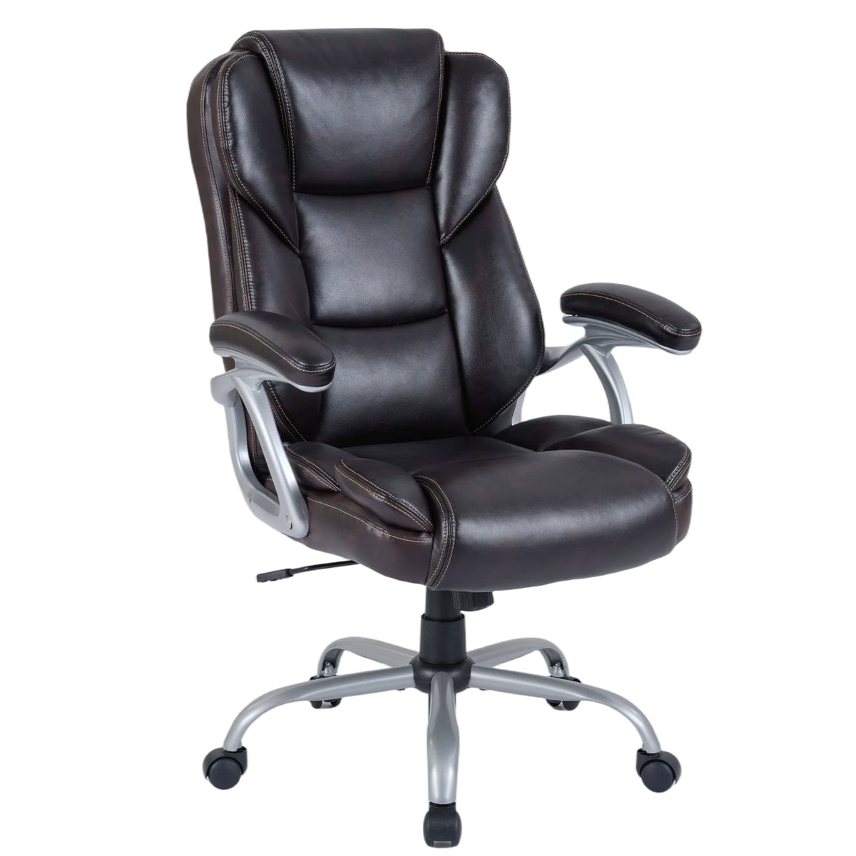 Executive Office Chair Leather Ergonomic Computer Desk Chair with Padded Seat and Armrests-Brown-Executive Office Chairs-DECOROLALA