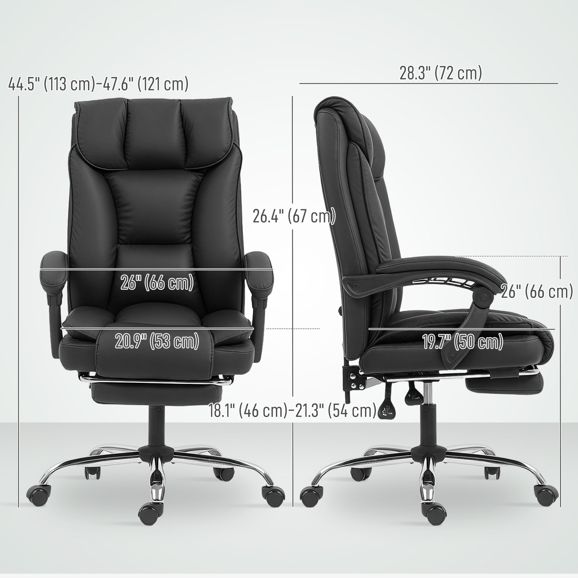 Executive Office Chair, Pet-Friendly Leather Ergonomic Desk Chair with Footrest, Swivel Recliner, Black-Office Products > Office Furniture > Office Chairs > Executive & Manager Chairs-DECOROLALA