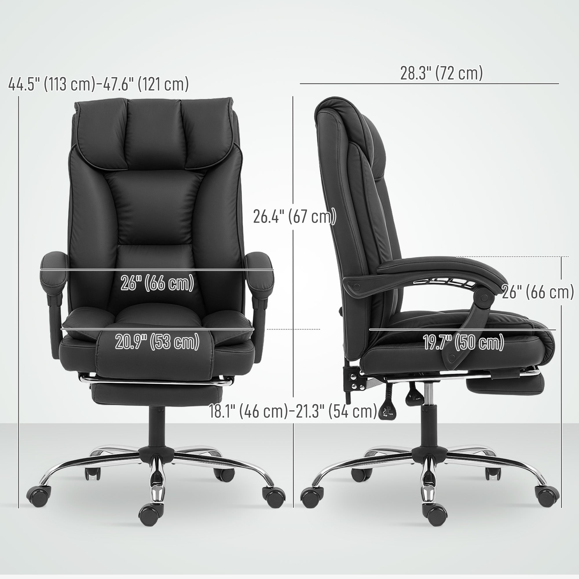 Executive Office Chair, Pet-Friendly Leather Ergonomic Desk Chair with Footrest, Swivel Recliner, Black-Office Products > Office Furniture > Office Chairs > Executive & Manager Chairs-DECOROLALA