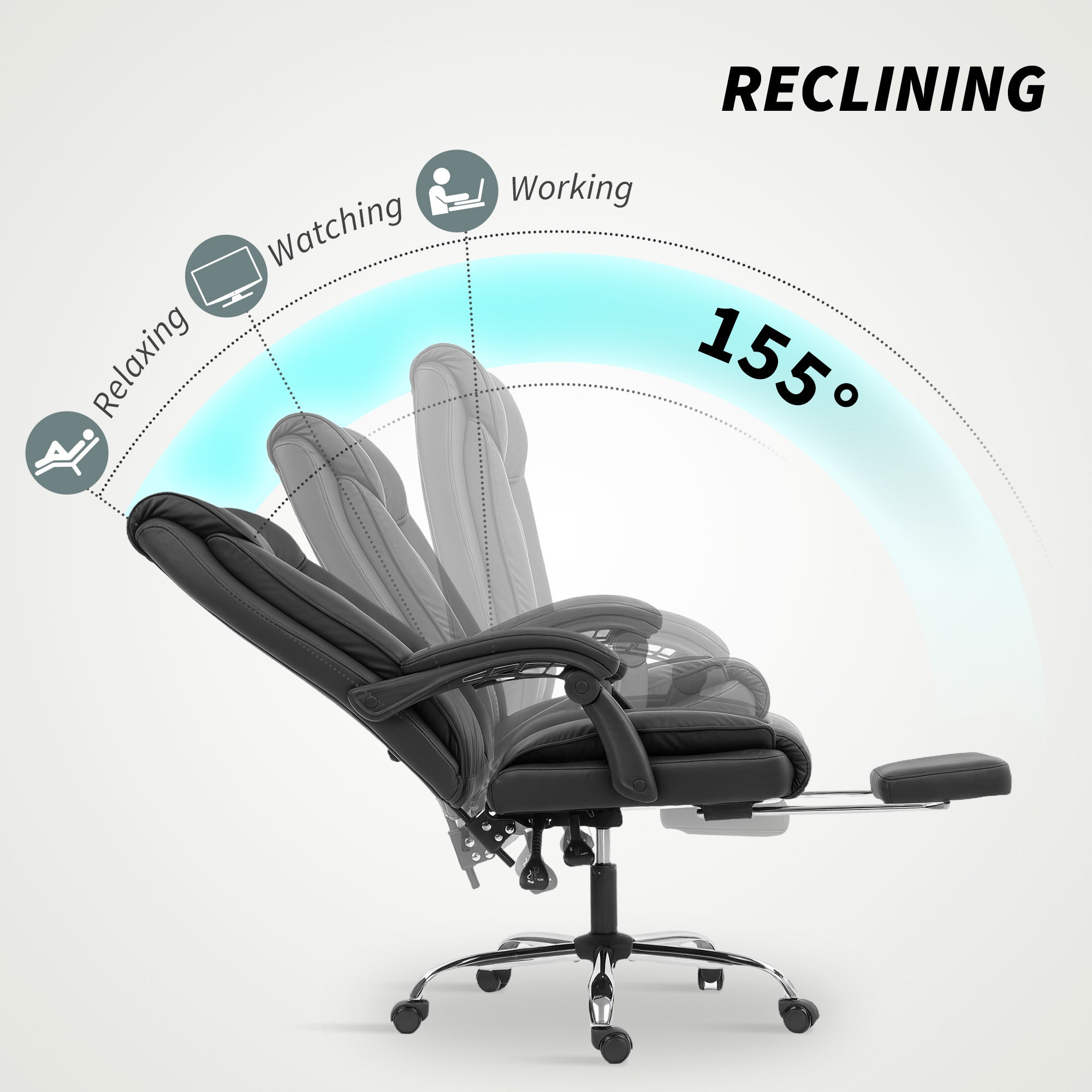 Executive Office Chair, Pet-Friendly Leather Ergonomic Desk Chair with Footrest, Swivel Recliner, Black-Office Products > Office Furniture > Office Chairs > Executive & Manager Chairs-DECOROLALA