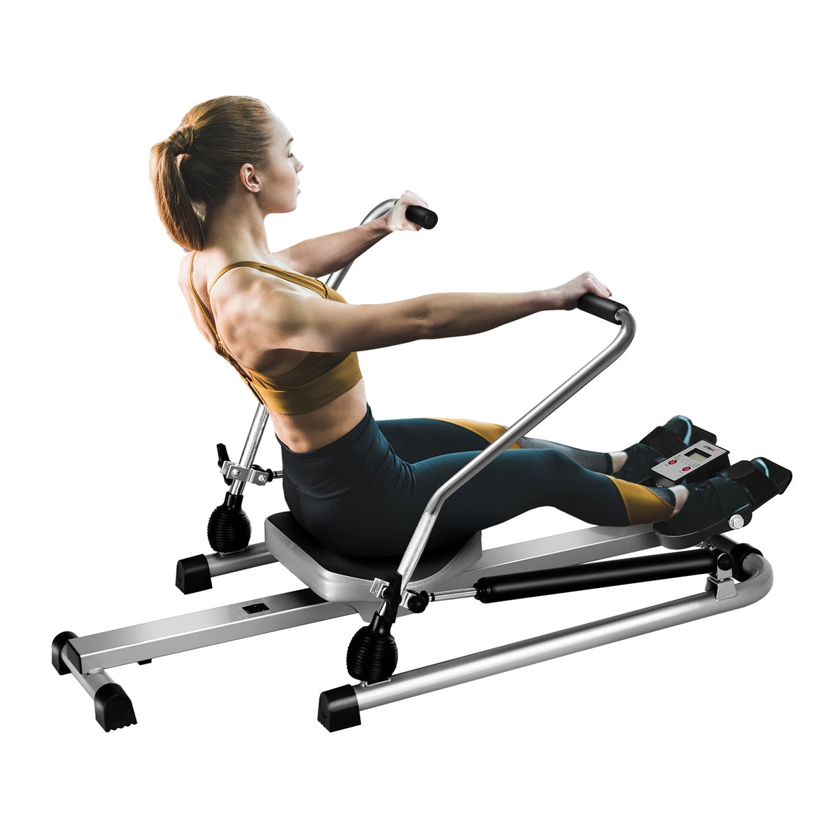 Exercise Adjustable Double Hydraulic Resistance Rowing Machine-Rowing Machines-DECOROLALA