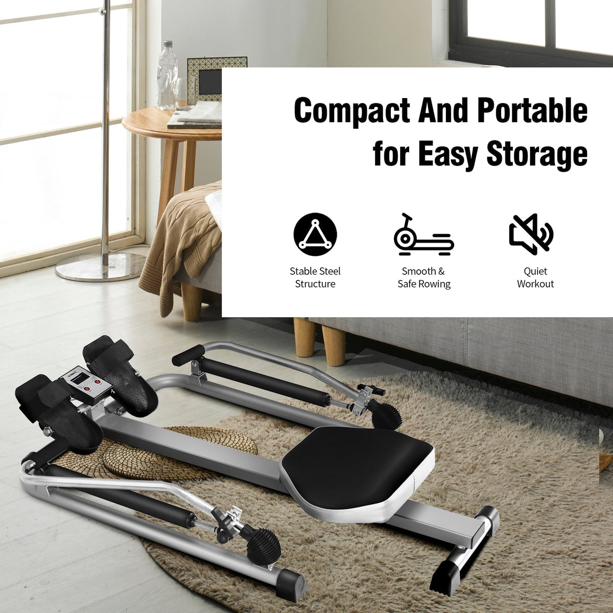 Exercise Adjustable Double Hydraulic Resistance Rowing Machine-Rowing Machines-DECOROLALA