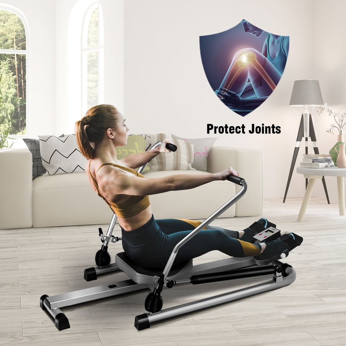 Exercise Adjustable Double Hydraulic Resistance Rowing Machine-Rowing Machines-DECOROLALA