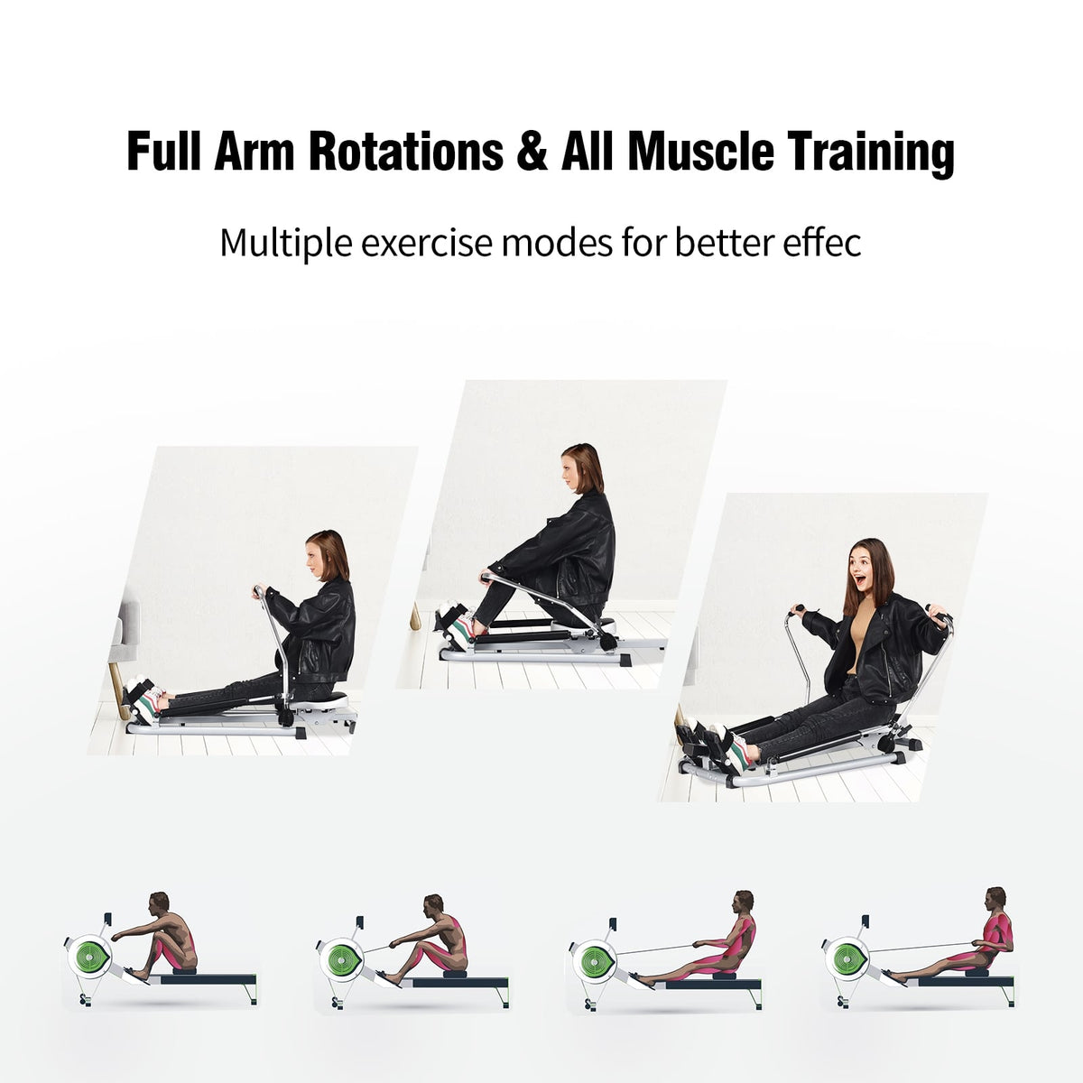 Exercise Adjustable Double Hydraulic Resistance Rowing Machine-Rowing Machines-DECOROLALA