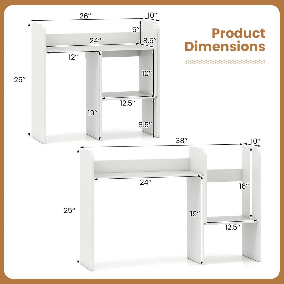 Expandable Desk Bookshelf with Open Cubes and Desktop Display Rack-White-Bookcases-DECOROLALA
