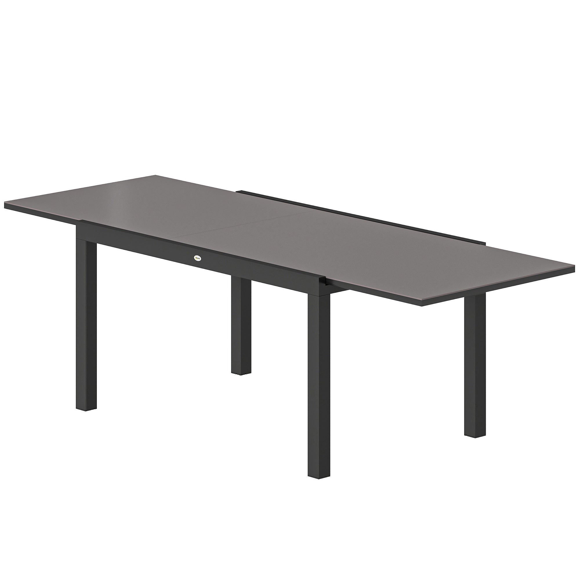 Expandable Dining Table, 55"-95" Black Patio Glass Top Aluminum Frame-DECOROLALA