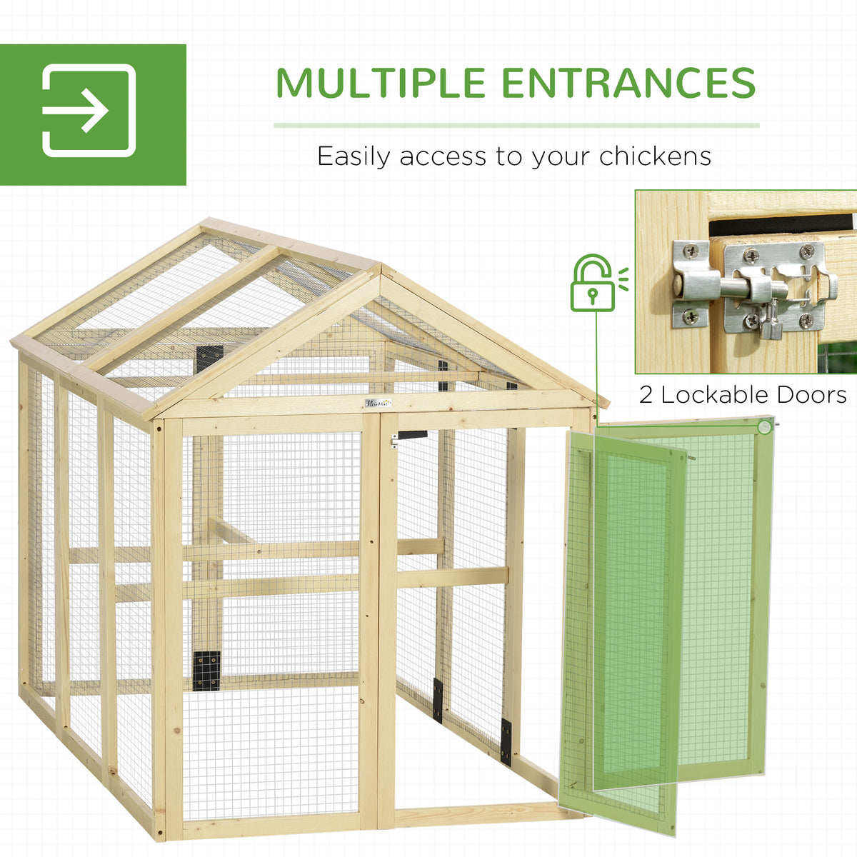 Expandable Fir Wood Chicken Coop - 55" Large Outdoor Run-Small Animals-DECOROLALA