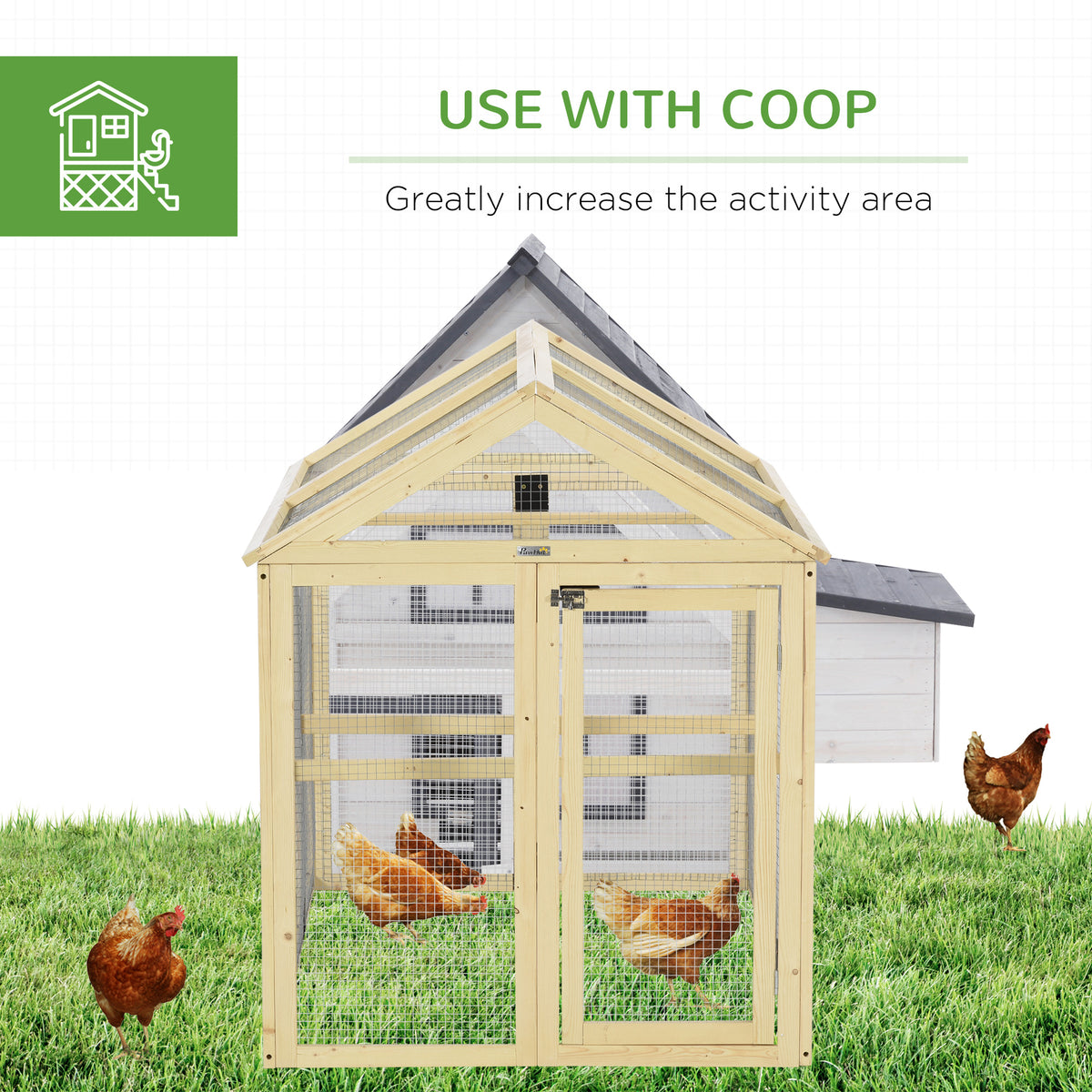 Expandable Fir Wood Chicken Coop - 55" Large Outdoor Run-Small Animals-DECOROLALA