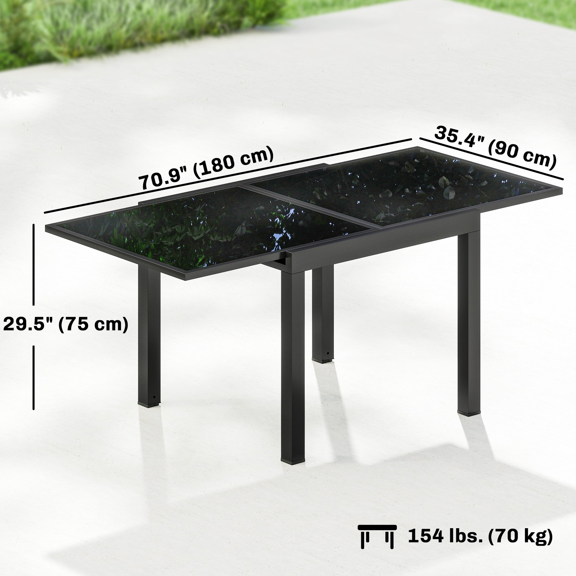 Expandable Outdoor Dining Table - Black Aluminum 35"-71"-DECOROLALA