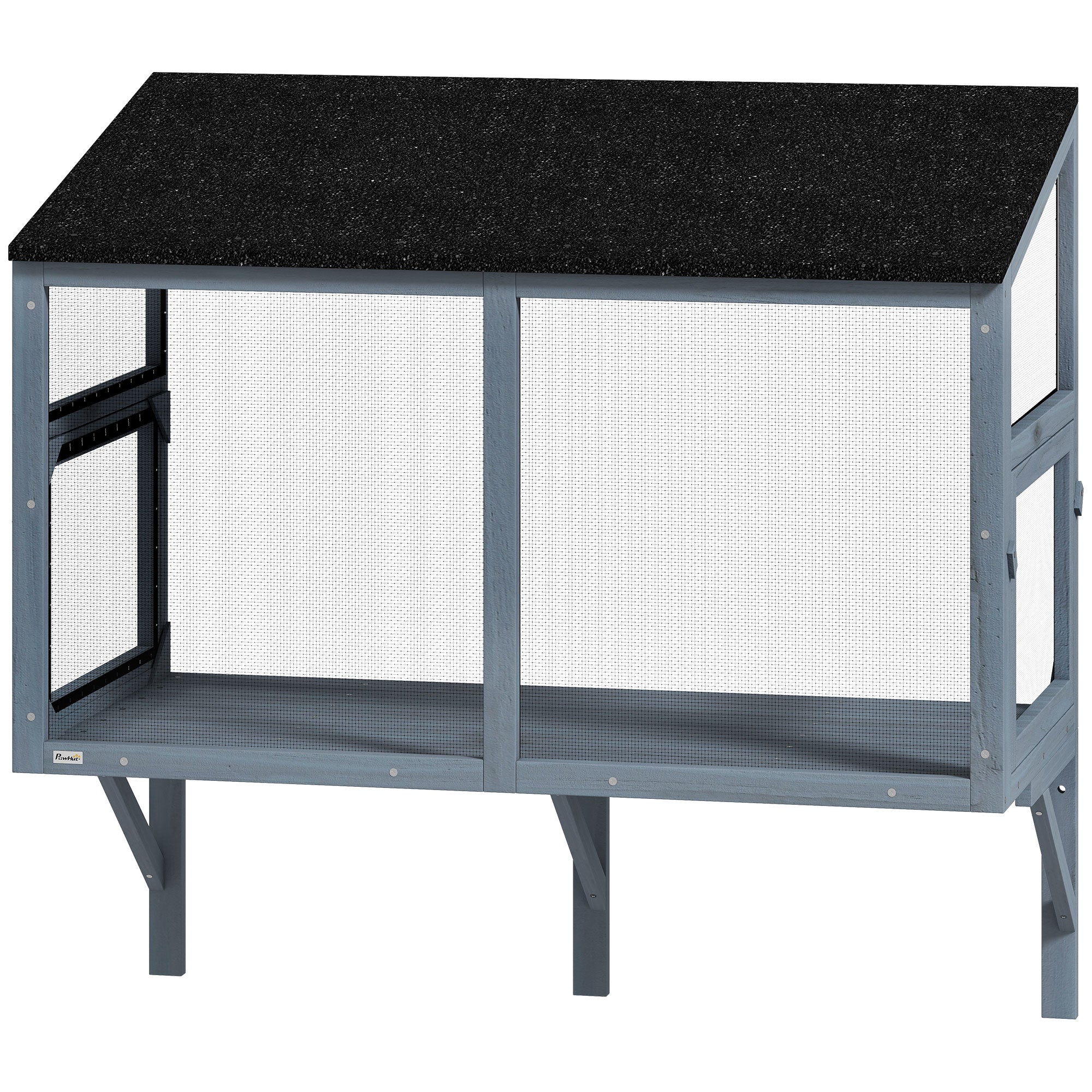 Expandable Wooden Window Catio Outdoor Cat Enclosure - Grey 39.4"L-Cats-DECOROLALA
