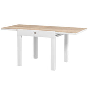 Extendable Aluminum Patio Dining Table with Faux Wood Top, Natural Wood-DECOROLALA