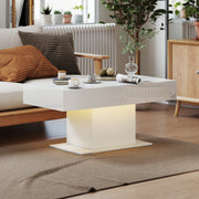 Extendable Coffee Table with LED Lights & Storage - White-Coffee Tables-DECOROLALA