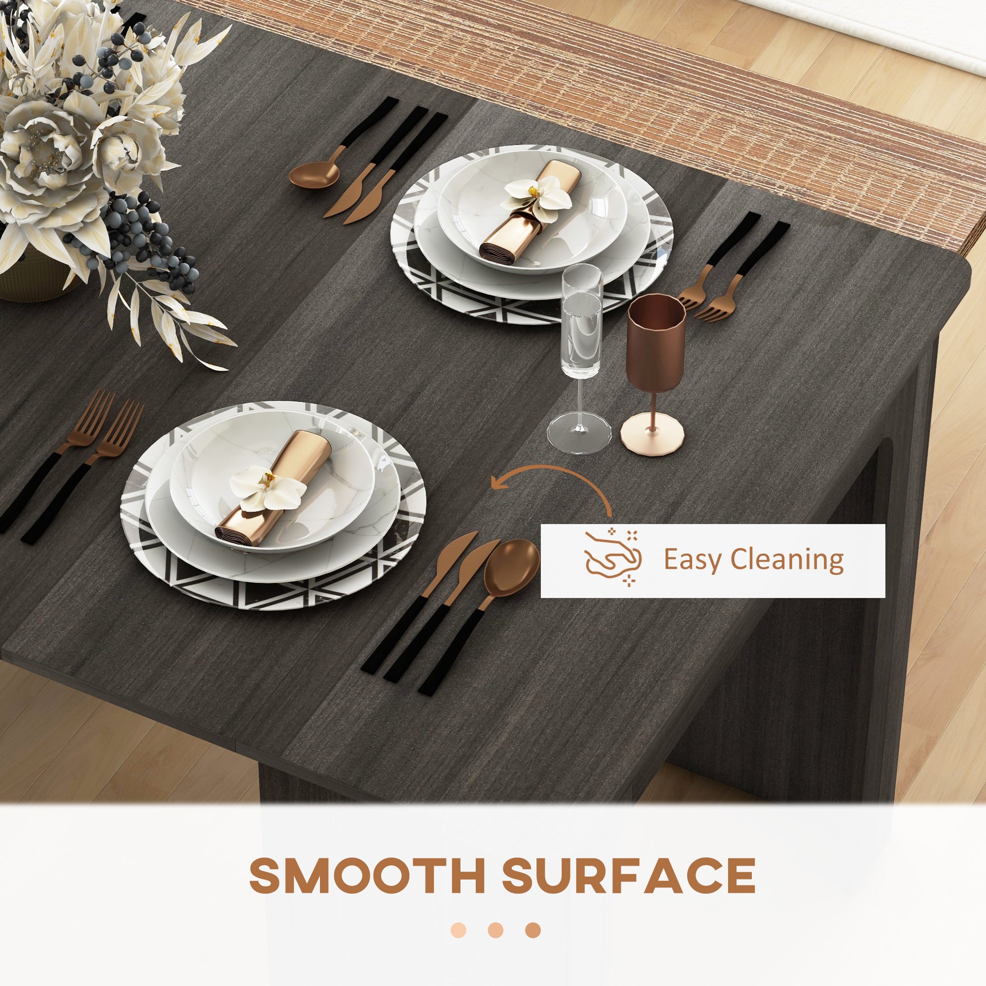 Extendable Dining Table, 23.6"-70.9", Grey, Space-Saving for Small Spaces-DECOROLALA