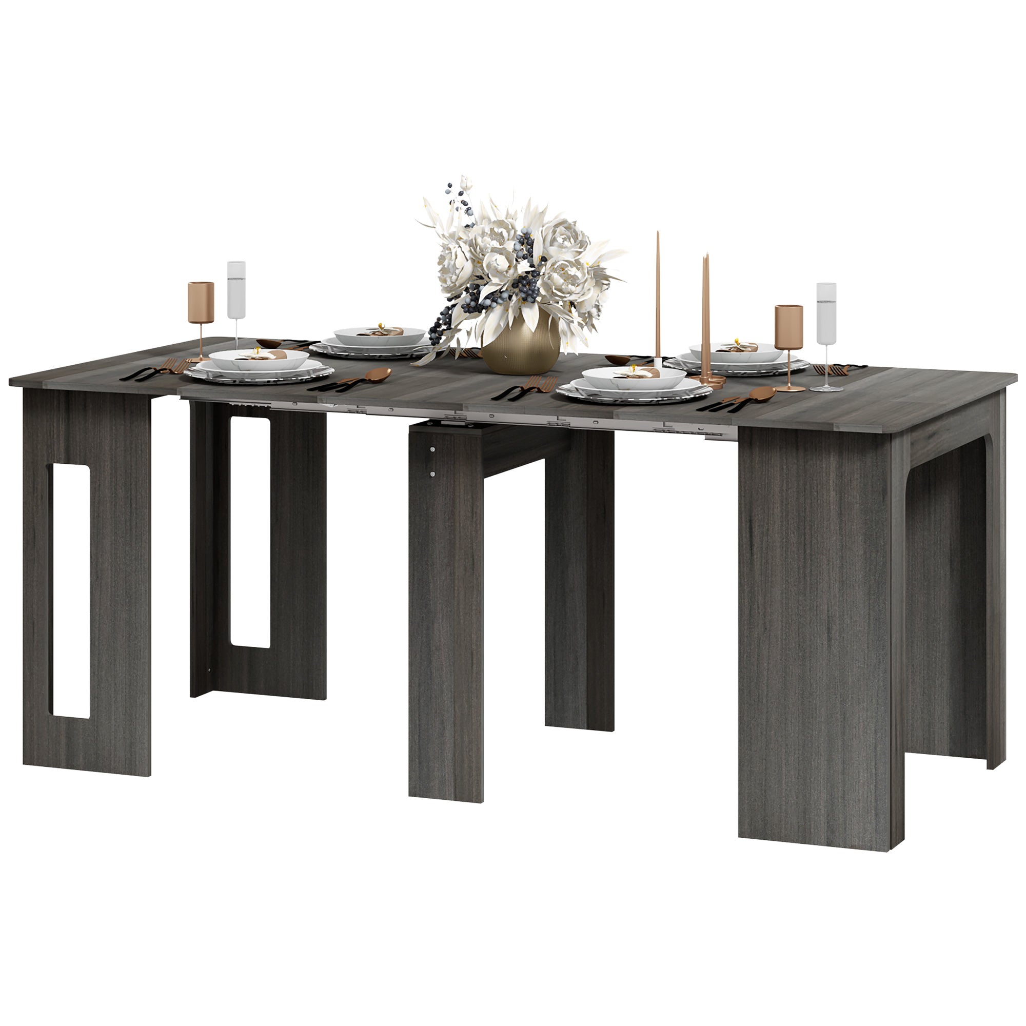 Extendable Dining Table, 23.6"-70.9", Grey, Space-Saving for Small Spaces-DECOROLALA
