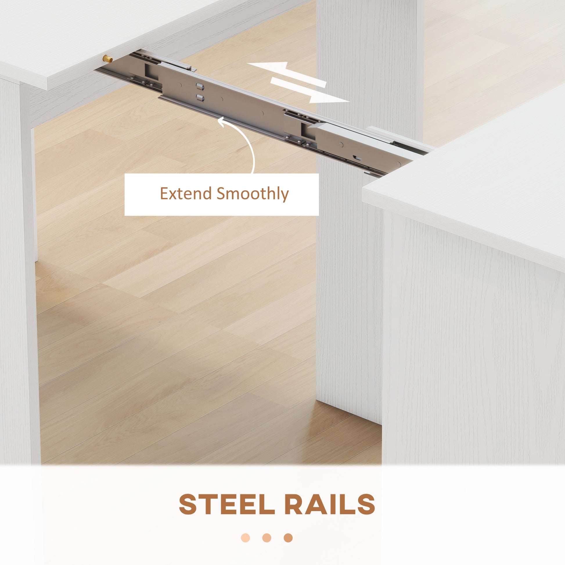 Extendable Dining Table 23.6"-70.9" for 6-8, White, Small Spaces-DECOROLALA